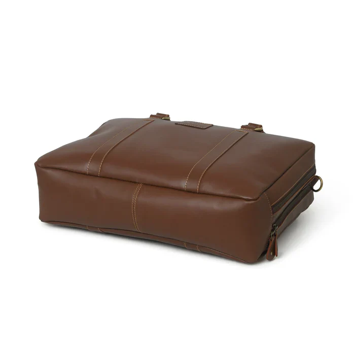 Dixon Brown Buffalo Leather Laptop Office Briefcase - Image 3