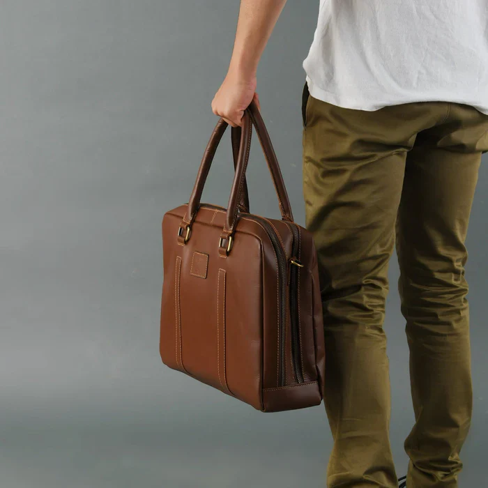 Dixon Brown Buffalo Leather Laptop Office Briefcase - Image 8