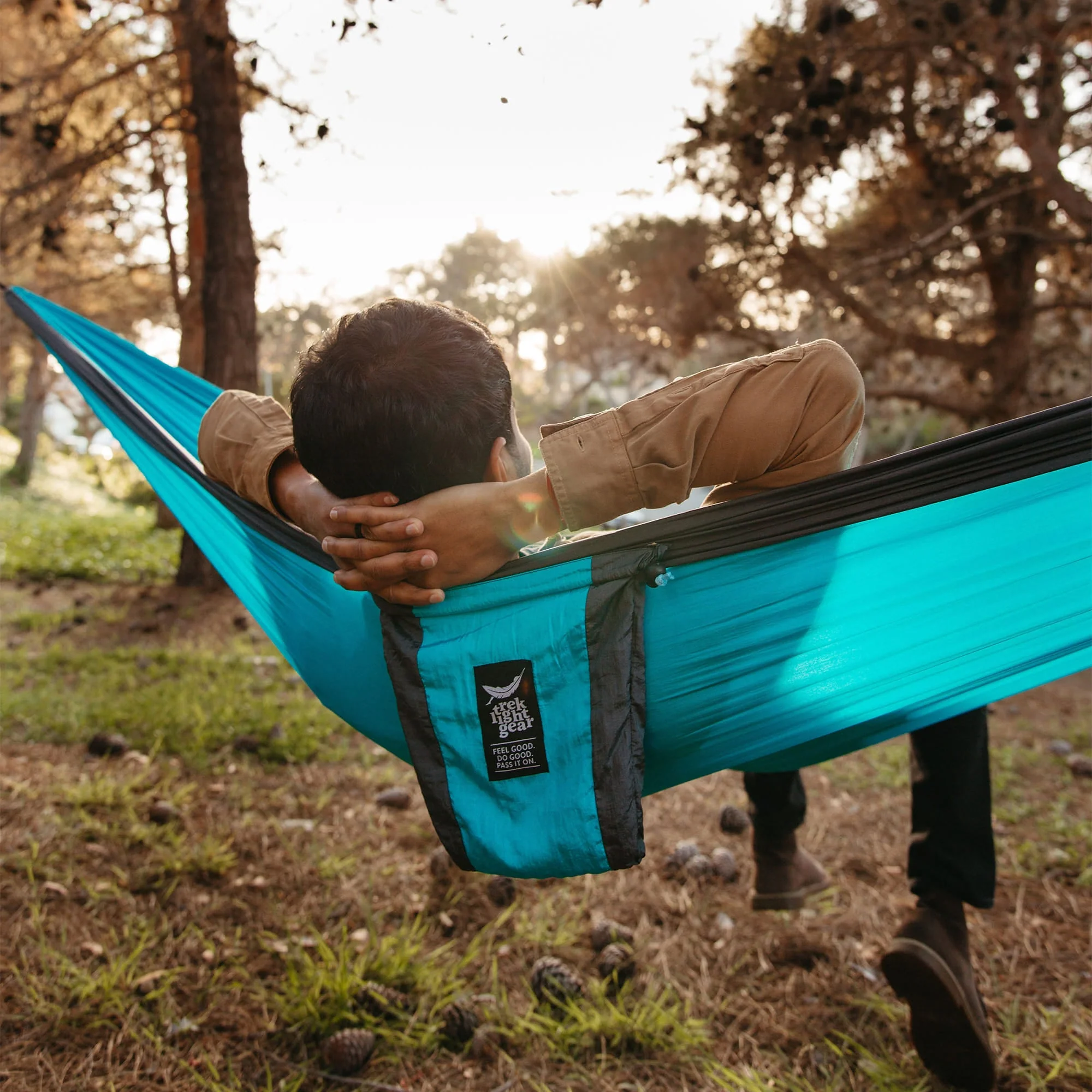 Double Hammock & Straps (Aqua & Charcoal) - Image 4