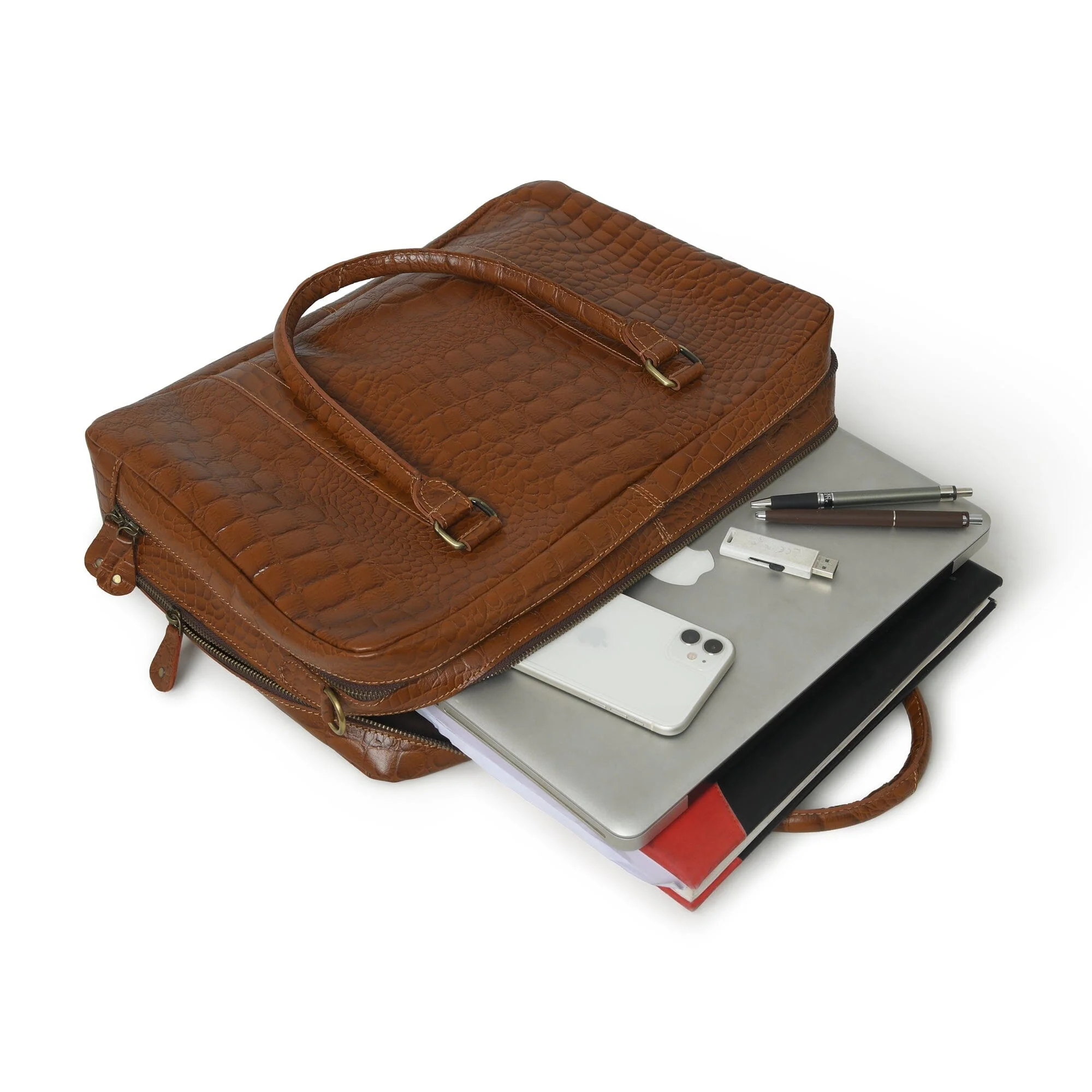Easton Premium Buffalo Leather Laptop Office Briefcase - Image 3