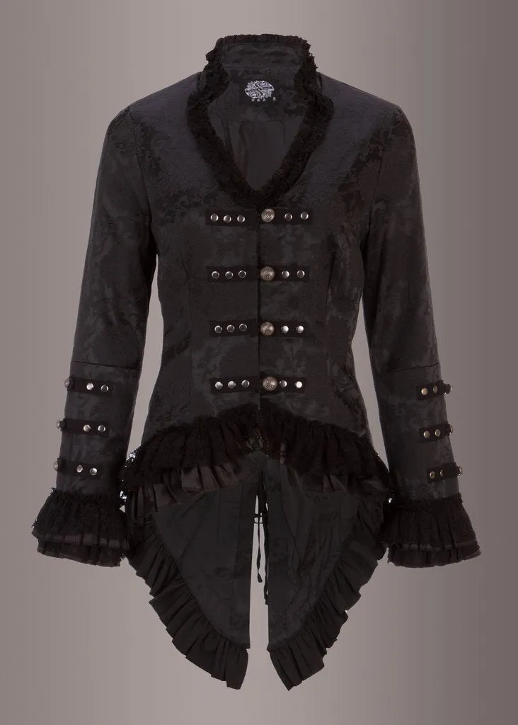 Elegant Black Victorian Jacket with Lace Embellishments - Image 3