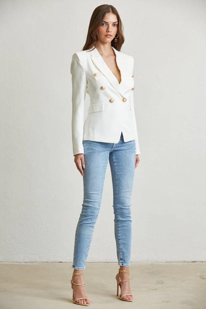 Elegant Gold Button Blazer - Image 10