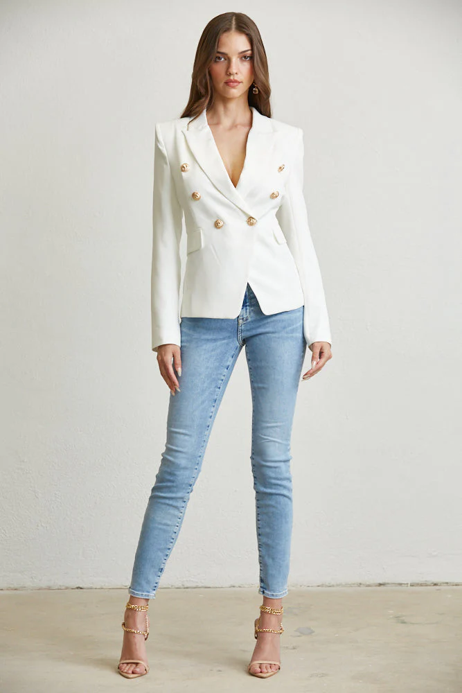 Elegant Gold Button Blazer - Image 11