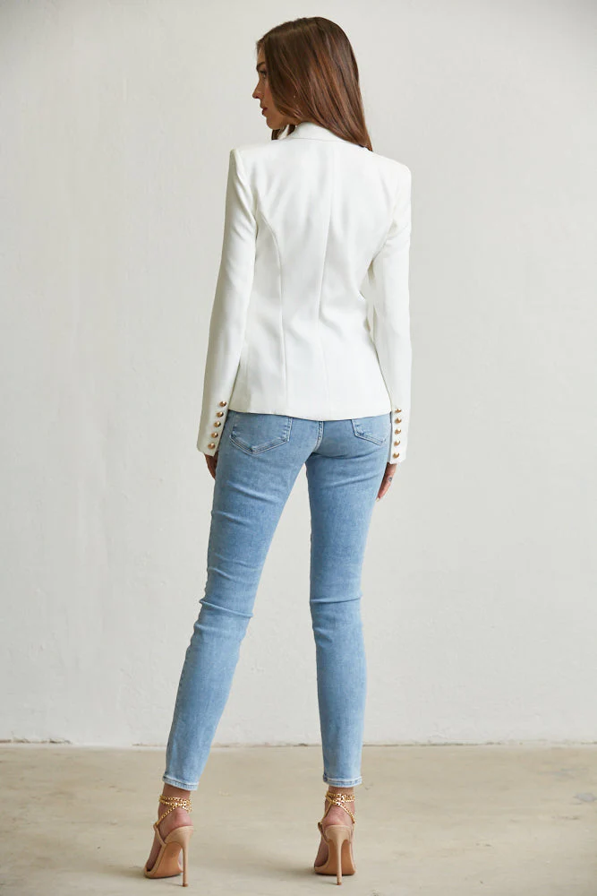 Elegant Gold Button Blazer - Image 12
