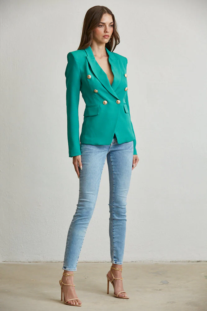 Elegant Gold Button Blazer - Image 13