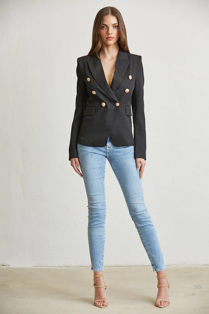 Elegant Gold Button Blazer - Image 2