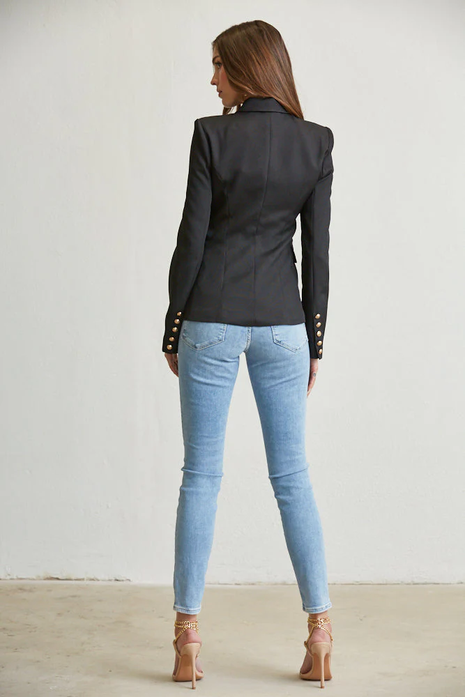 Elegant Gold Button Blazer - Image 3