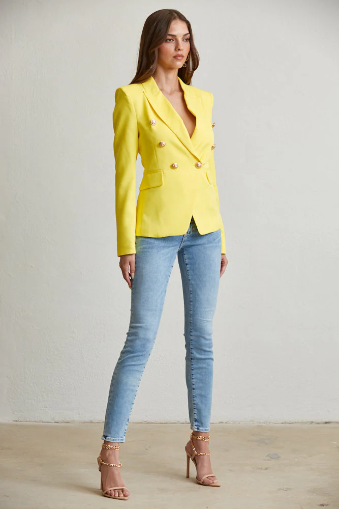 Elegant Gold Button Blazer - Image 4