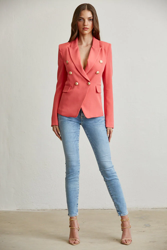 Elegant Gold Button Blazer - Image 8