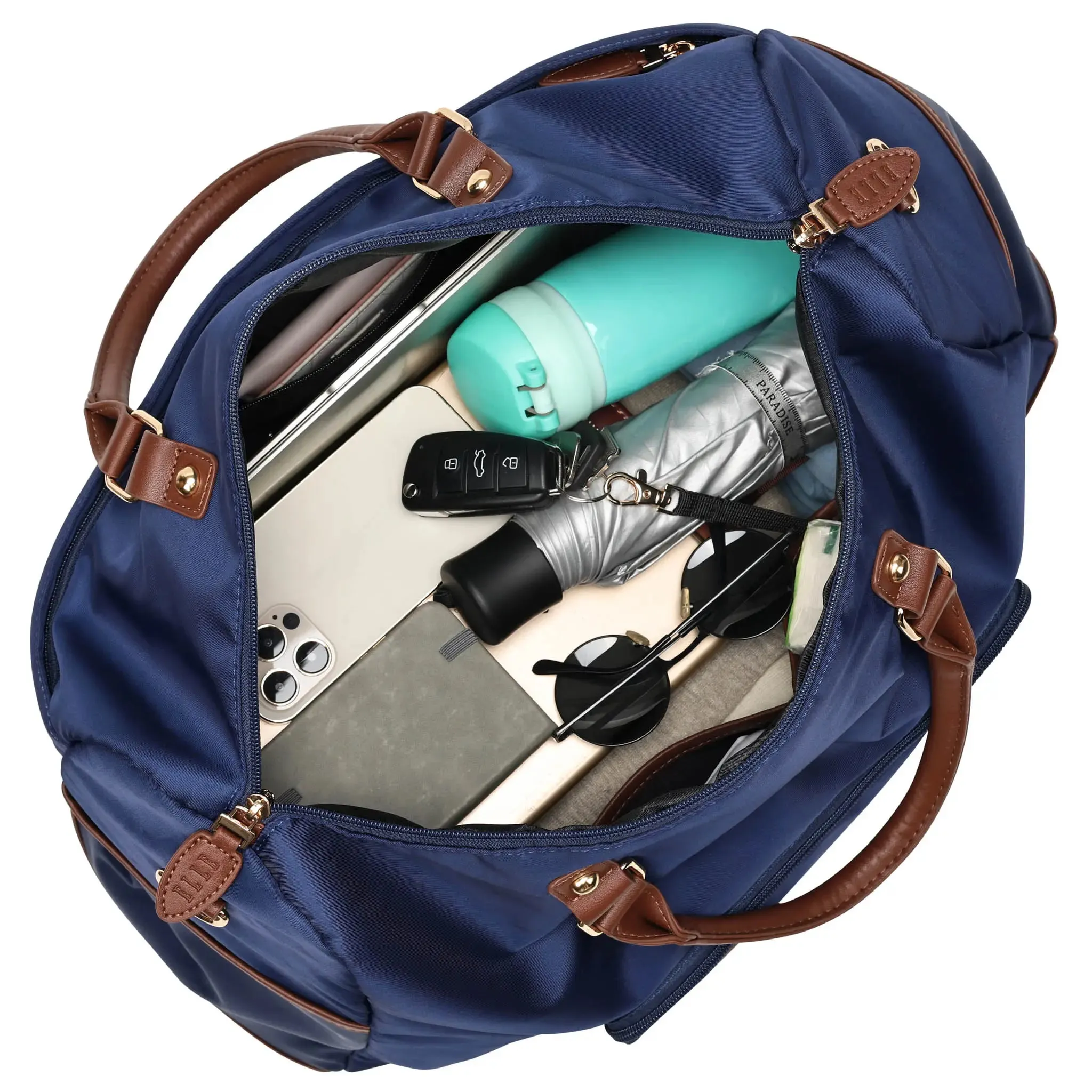 Luxe Journey 30L Twill and Vegan Leather Weekender Duffel Bag - Image 17