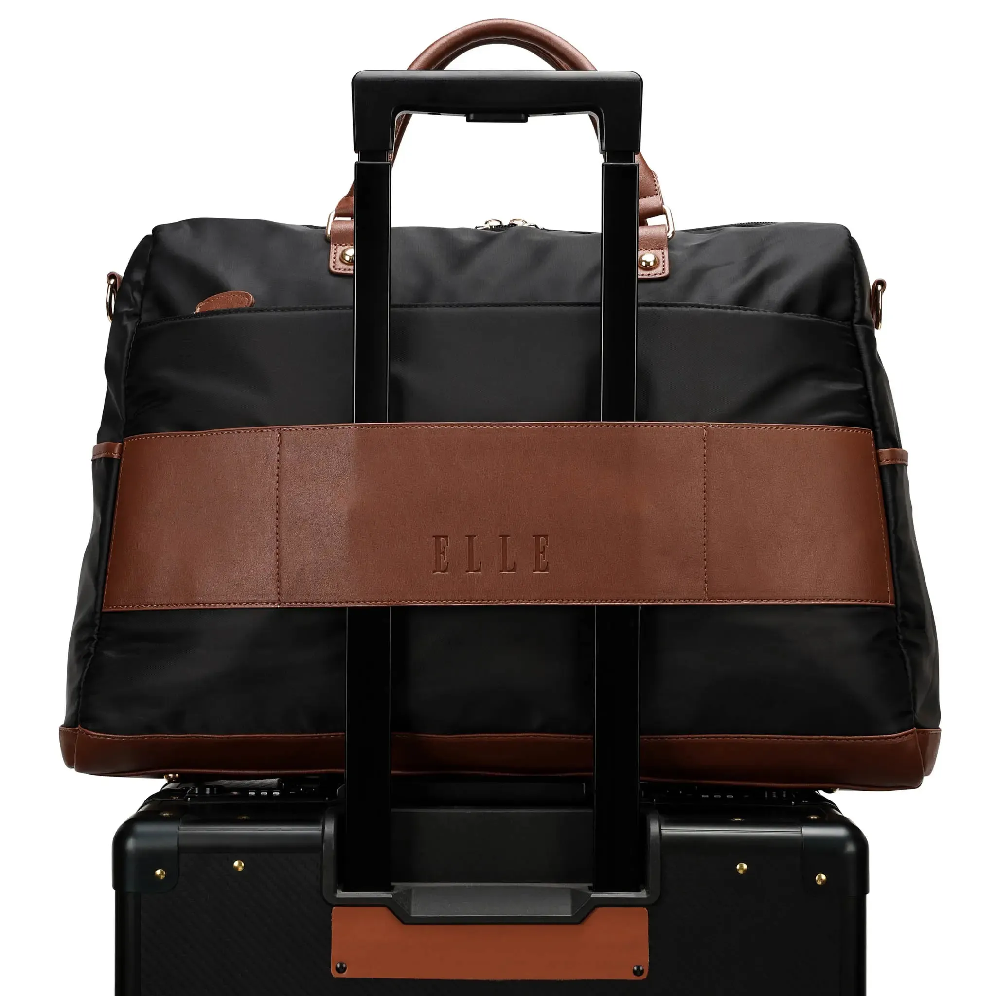 Luxe Journey 30L Twill and Vegan Leather Weekender Duffel Bag - Image 5
