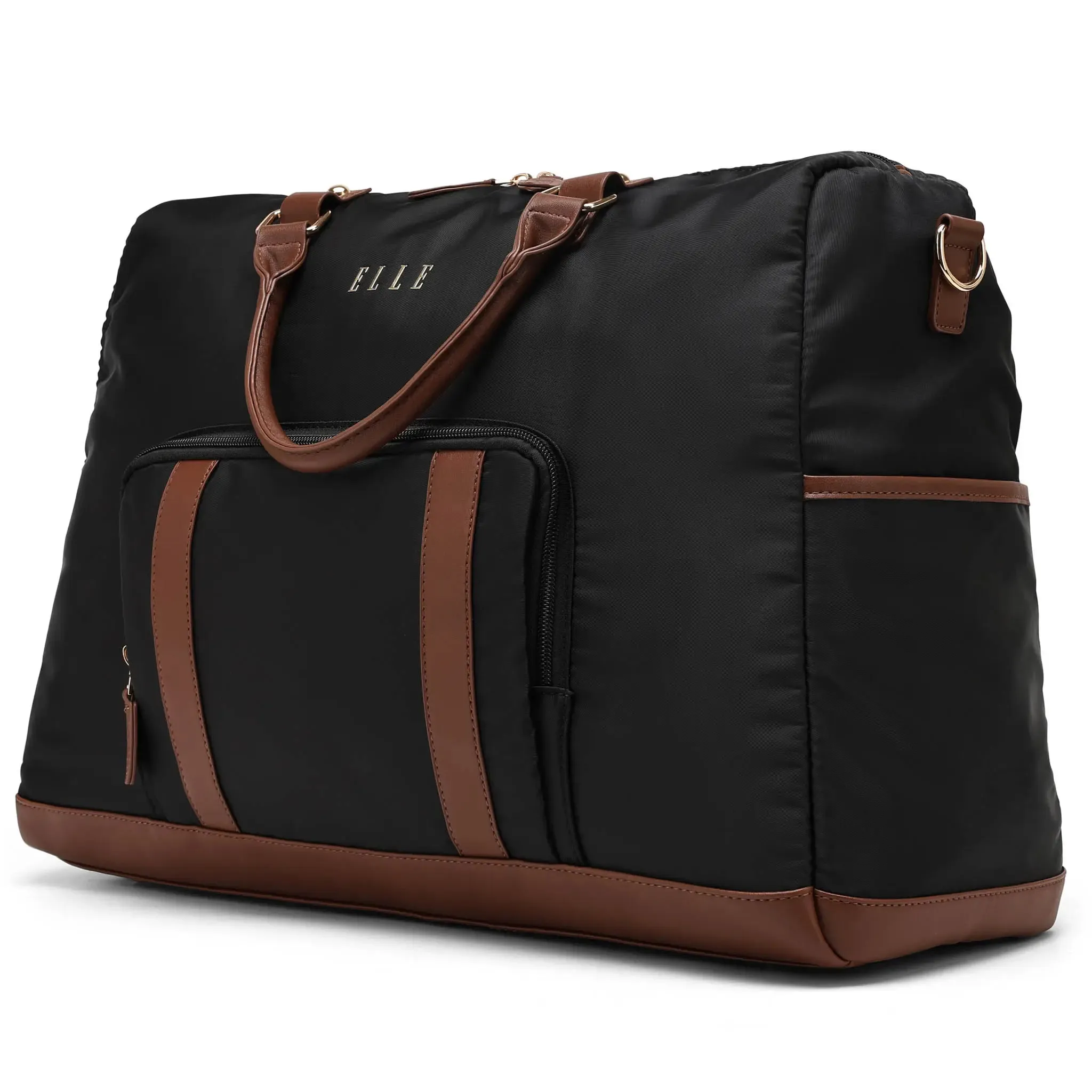Luxe Journey 30L Twill and Vegan Leather Weekender Duffel Bag - Image 8