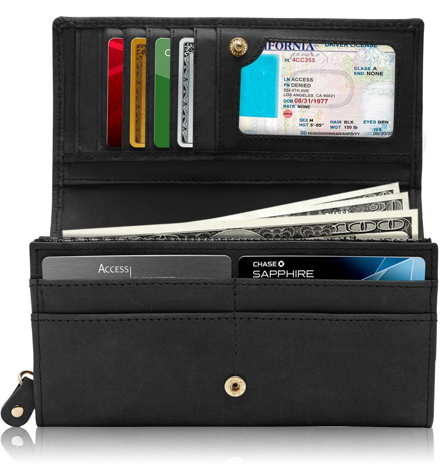 Embossed Floral Accordion Leather Wallet - Image 10