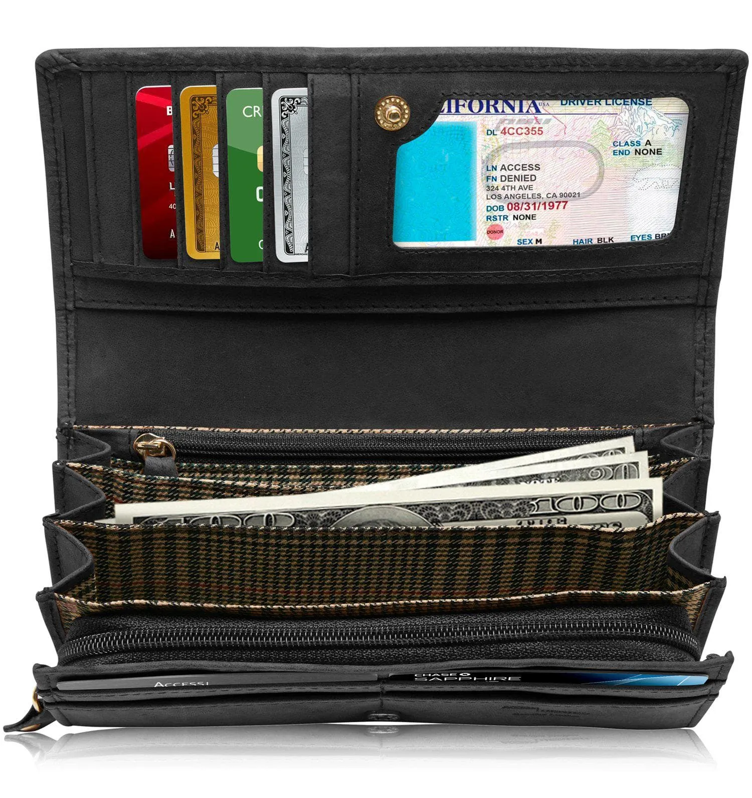Embossed Floral Accordion Leather Wallet - Image 11