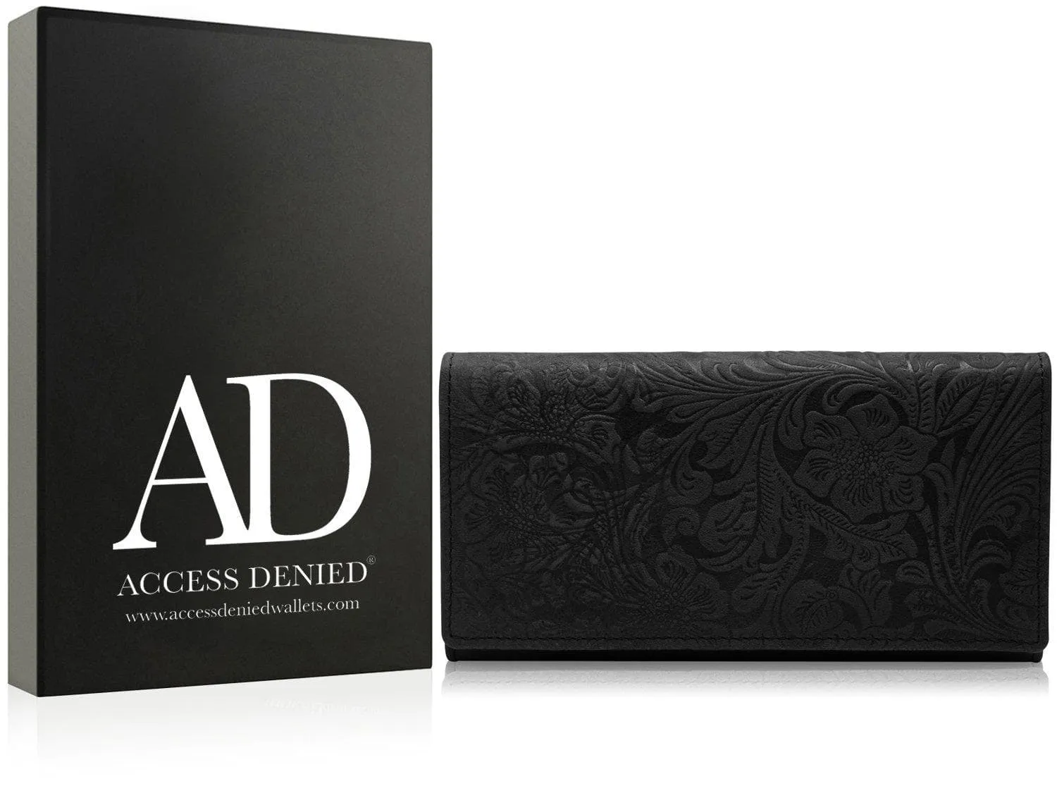 Embossed Floral Accordion Leather Wallet - Image 12