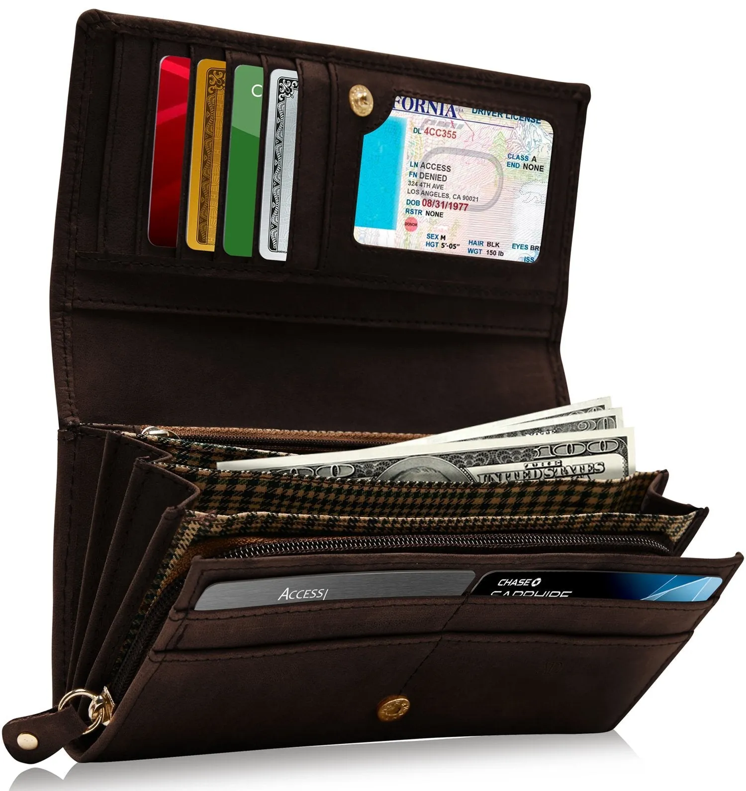 Embossed Floral Accordion Leather Wallet - Image 2