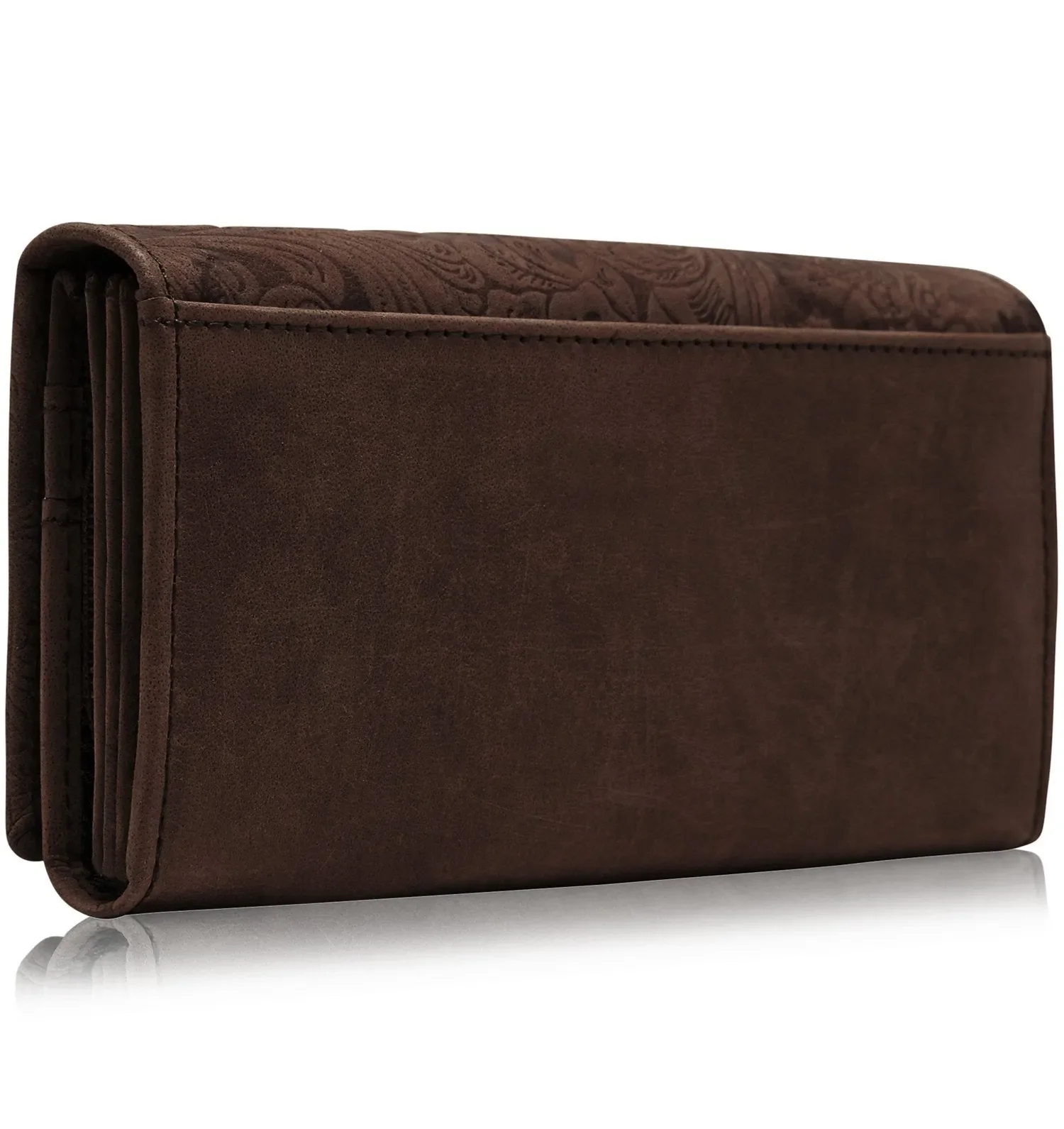Embossed Floral Accordion Leather Wallet - Image 3