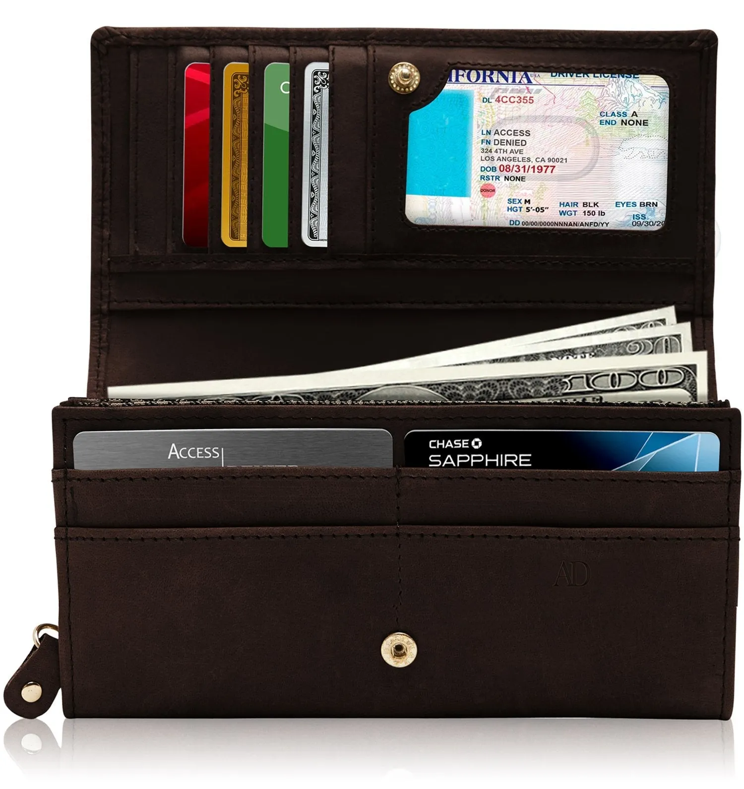 Embossed Floral Accordion Leather Wallet - Image 4