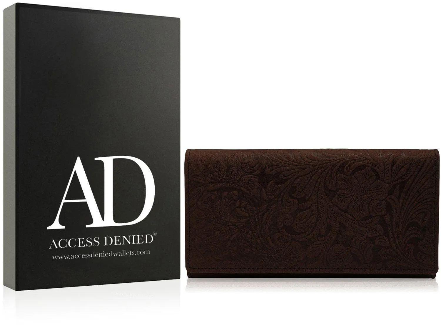 Embossed Floral Accordion Leather Wallet - Image 6