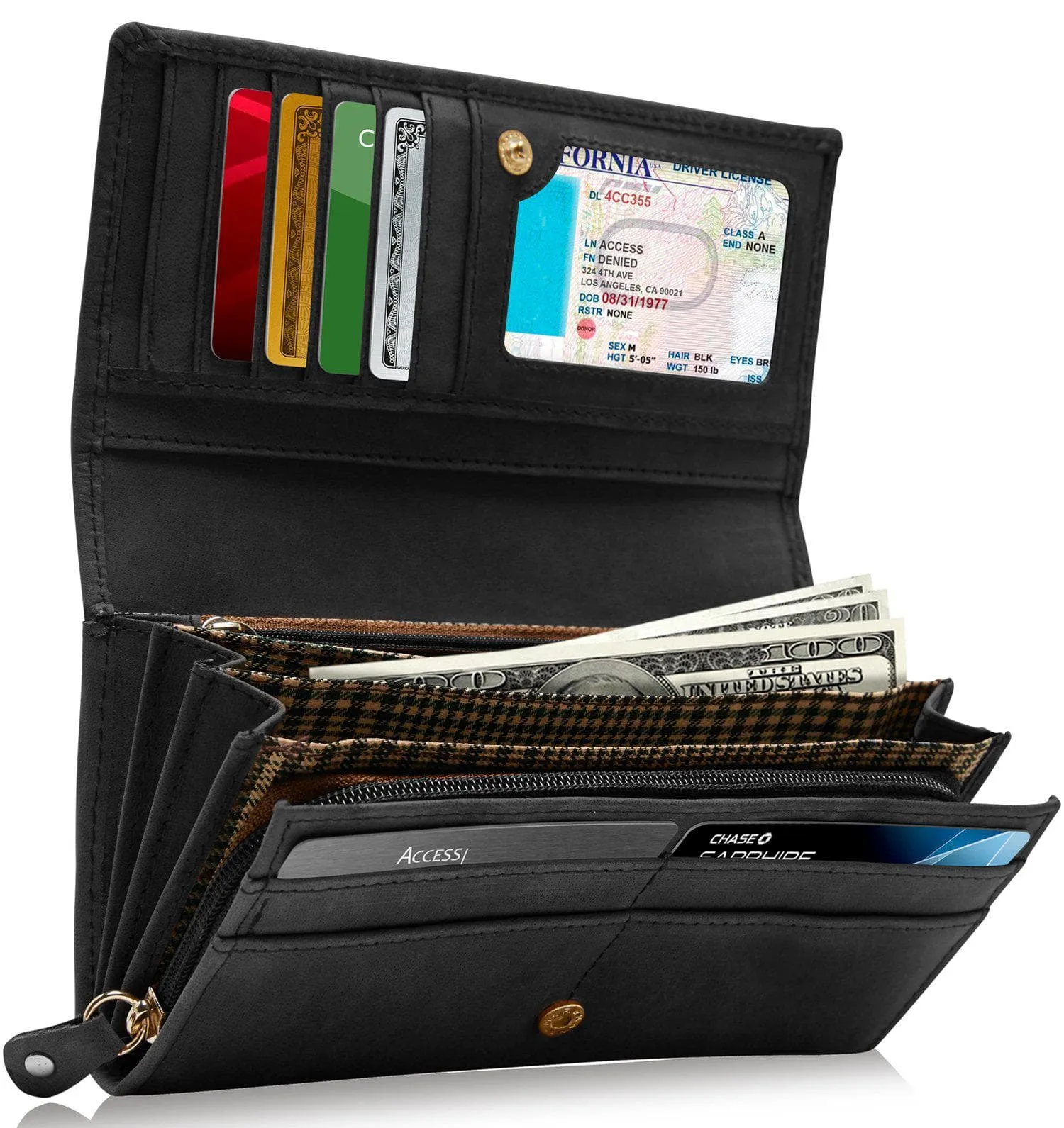 Embossed Floral Accordion Leather Wallet - Image 7