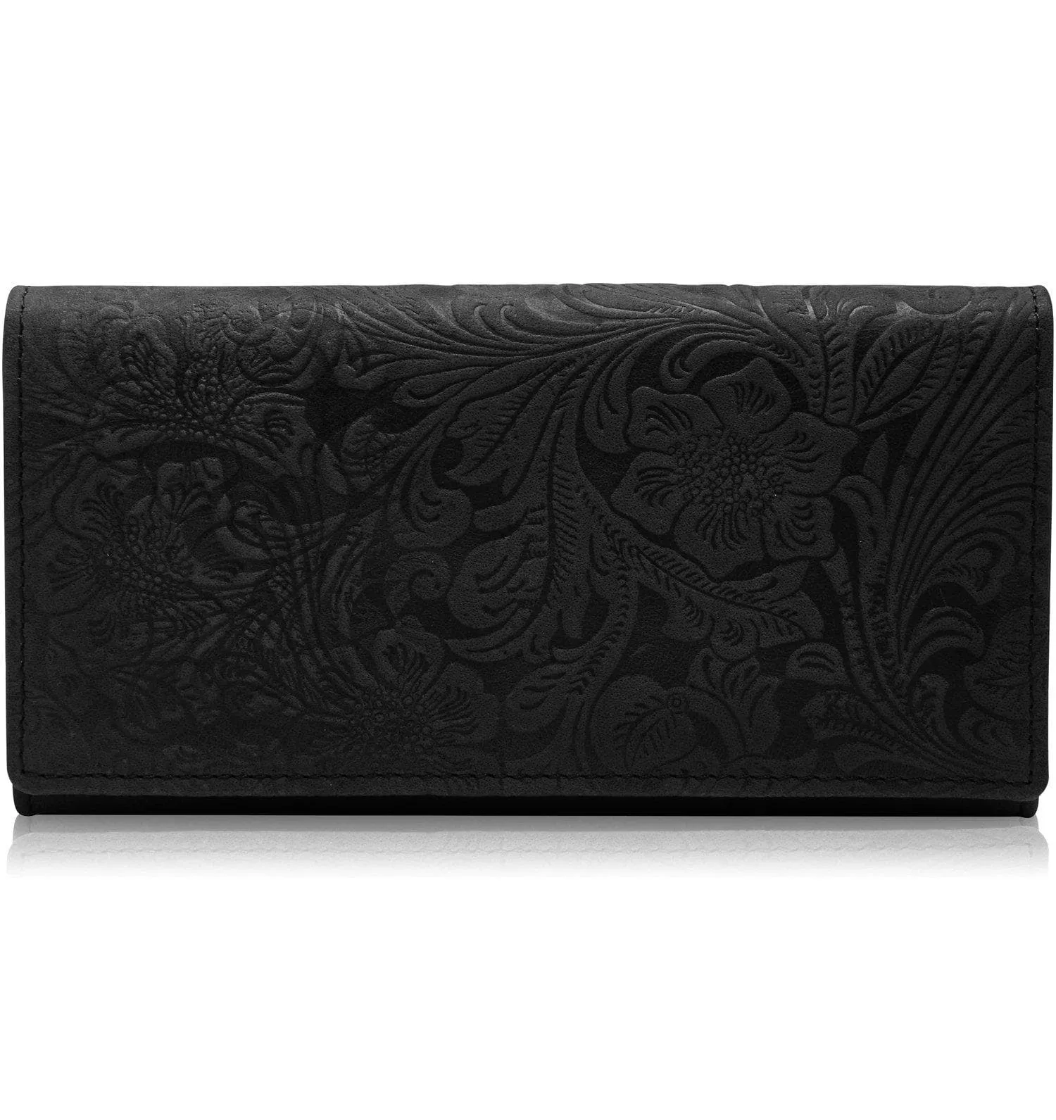 Embossed Floral Accordion Leather Wallet - Image 8