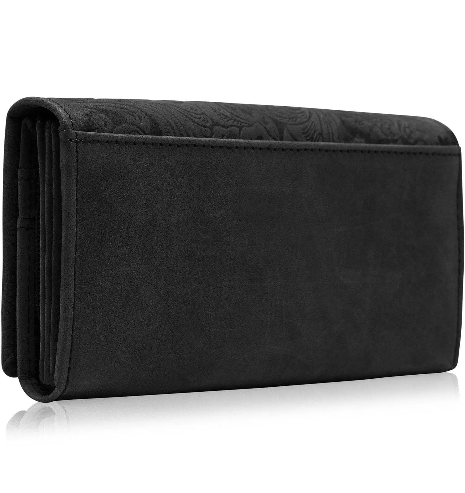 Embossed Floral Accordion Leather Wallet - Image 9