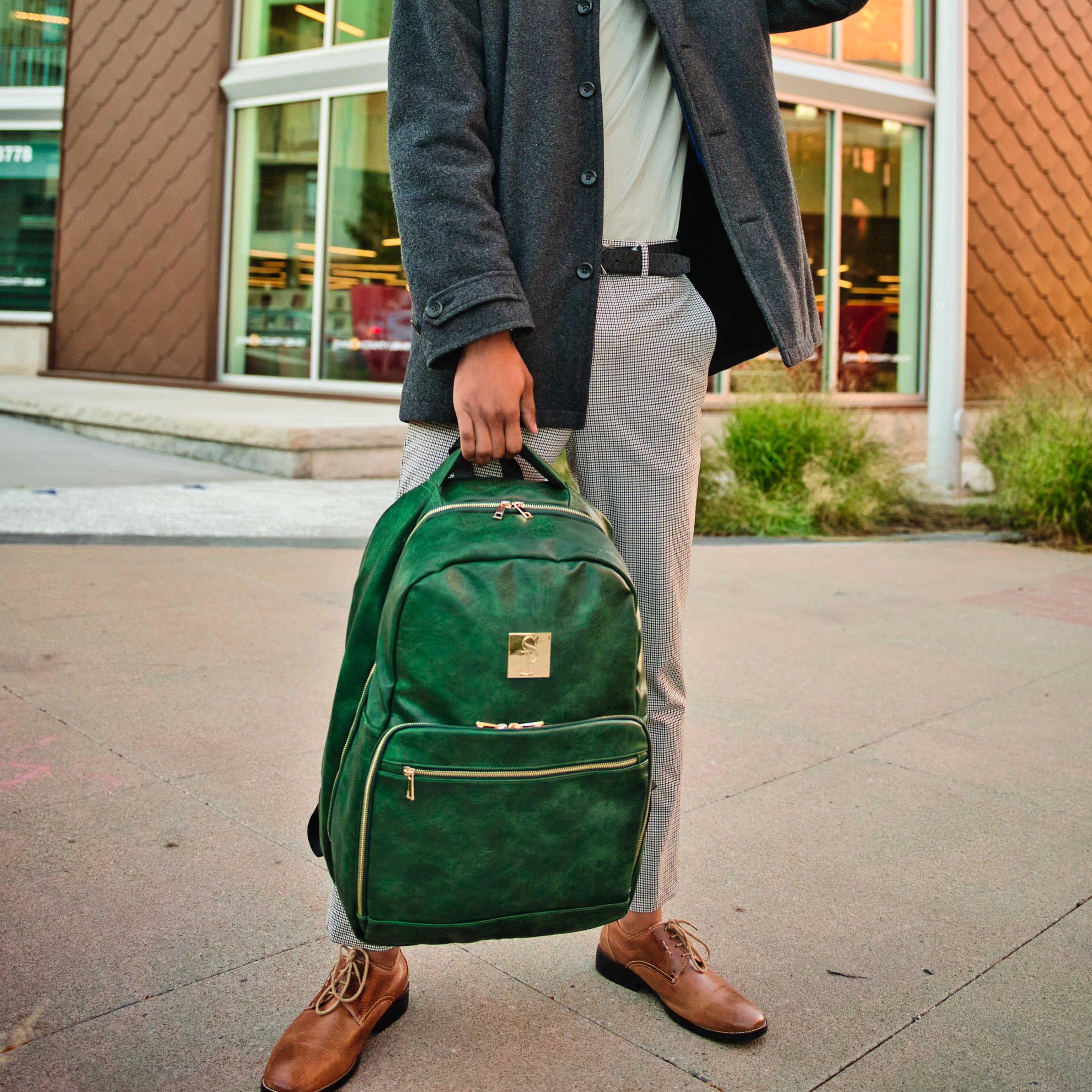 Emerald Green Leather Commuter Bag (XL Design) - Image 5