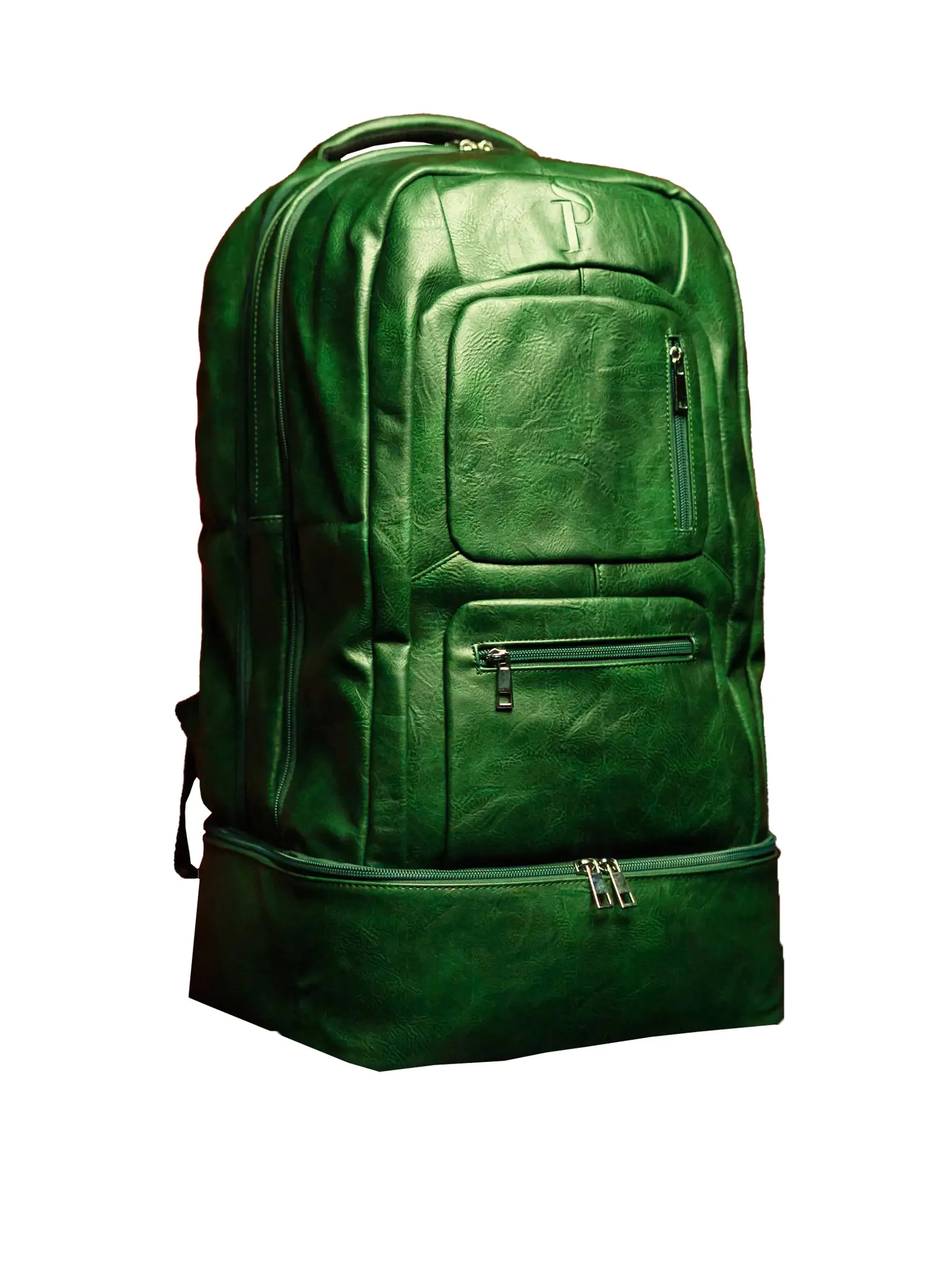 Emerald Green Leather Luxury Carry-On Backpack (Patented Signature Design Bag) - Image 3