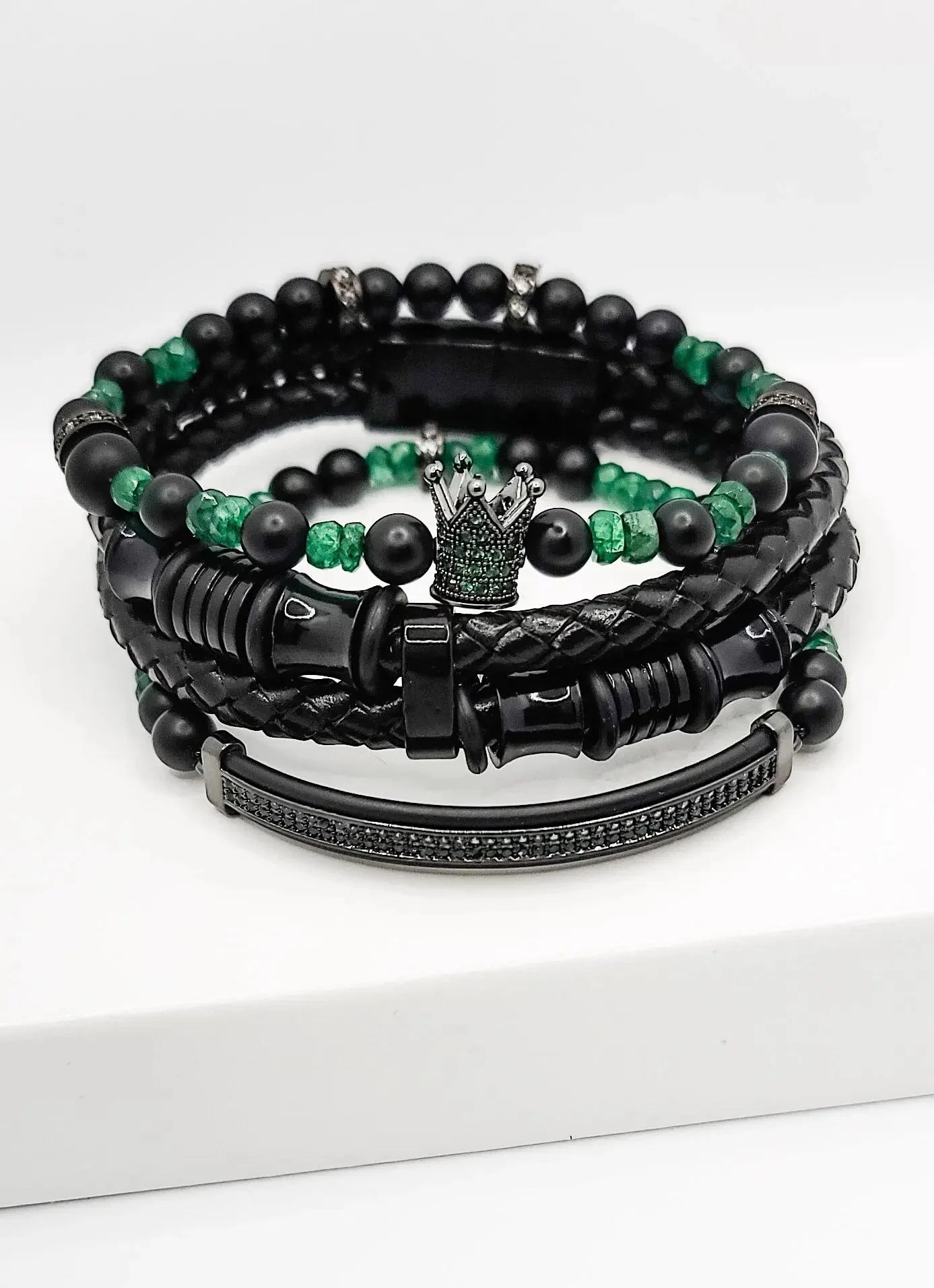 Emerald Stone Bracelet Set
