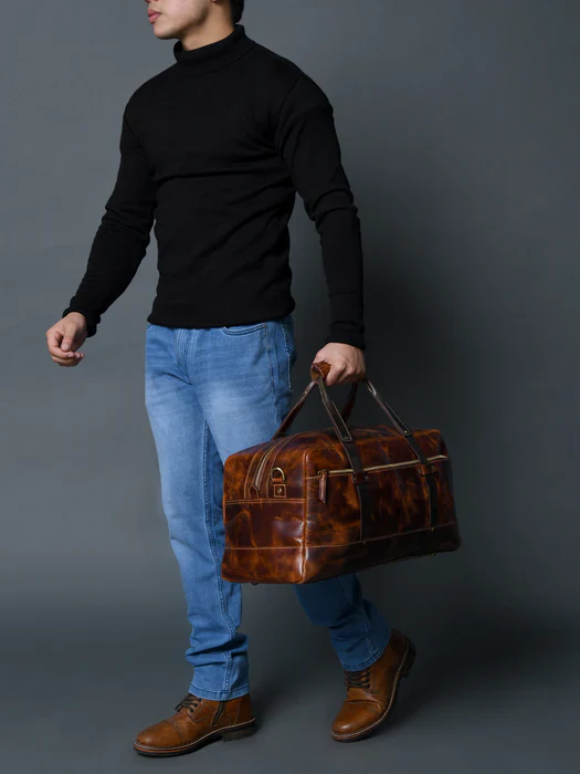 Espresso Elegance Carry on Duffel - Saddle Tan - Image 3