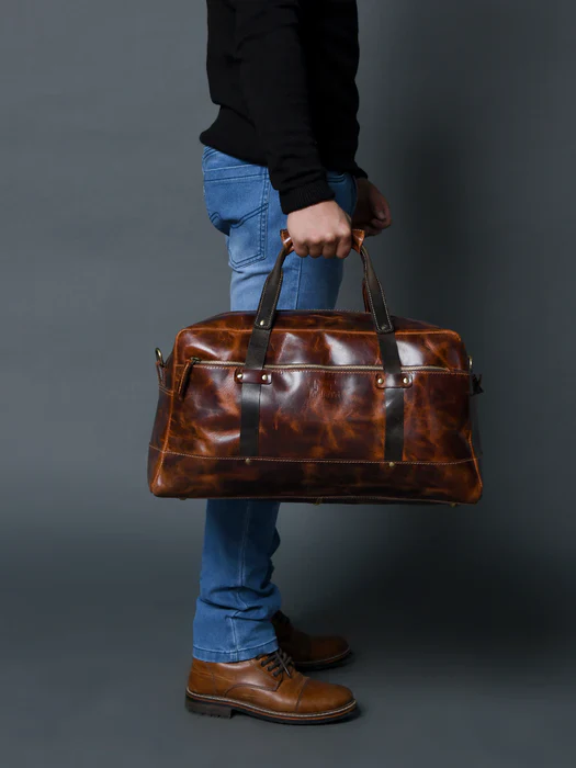 Espresso Elegance Carry on Duffel - Saddle Tan - Image 4