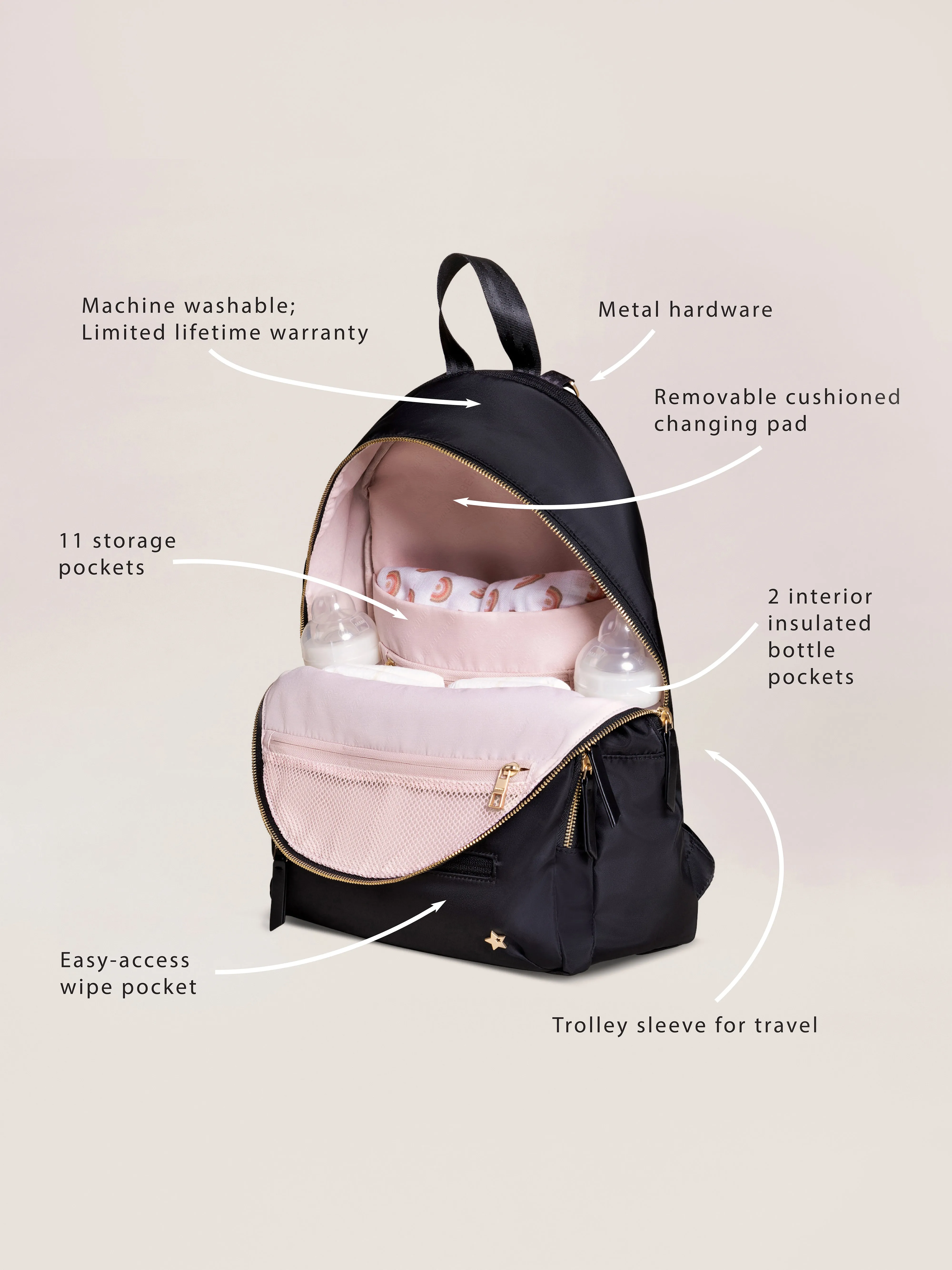 Everyday Backpack Diaper Bag - Black - Image 2