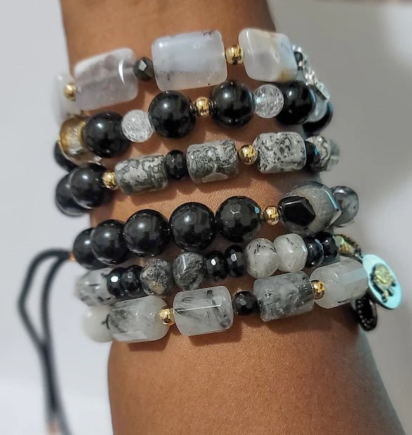 Evil Eye Dendritic Montana Agate Bracelet - Image 2