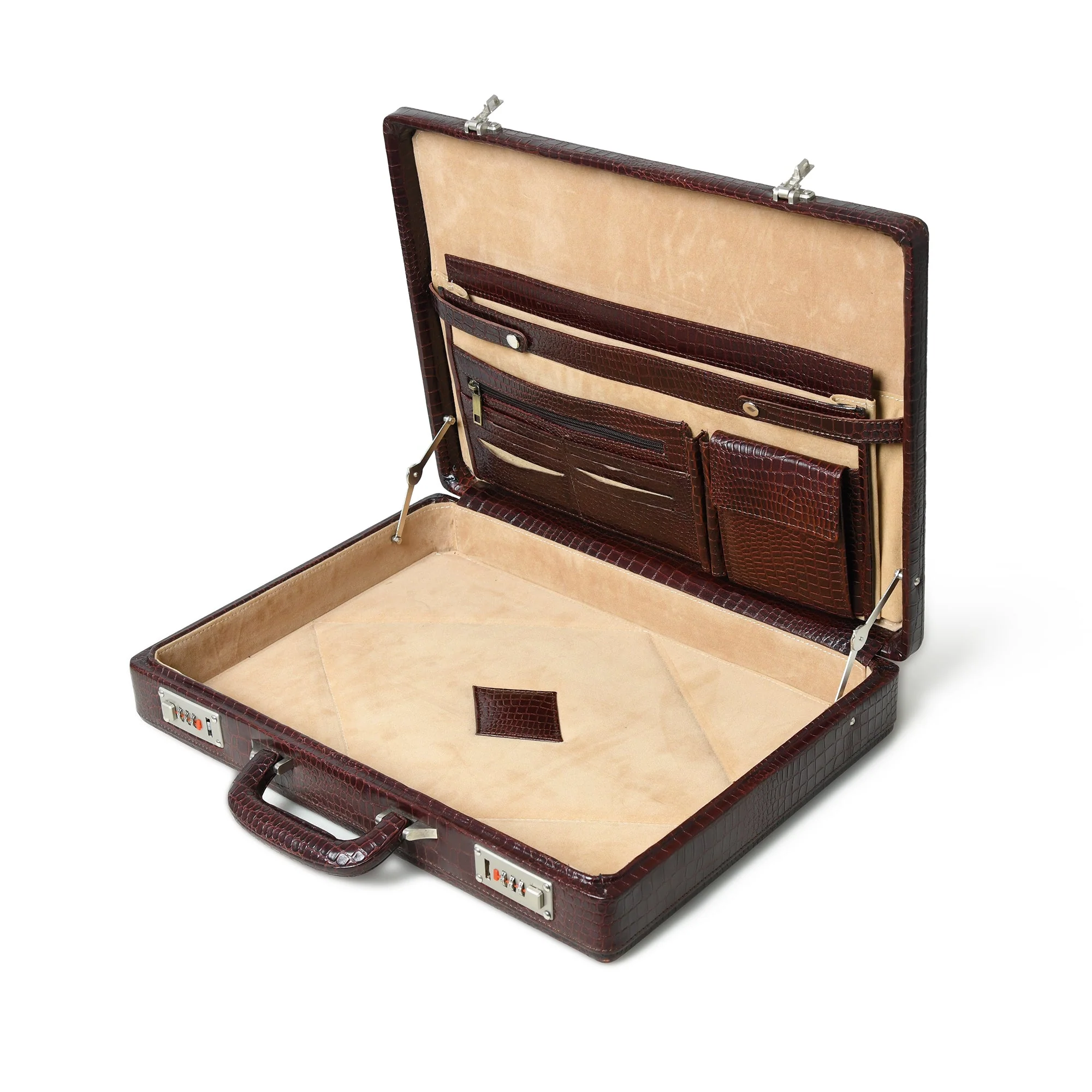 Executive Croco Leather Briefcase/Suitcase- Brown - Image 5