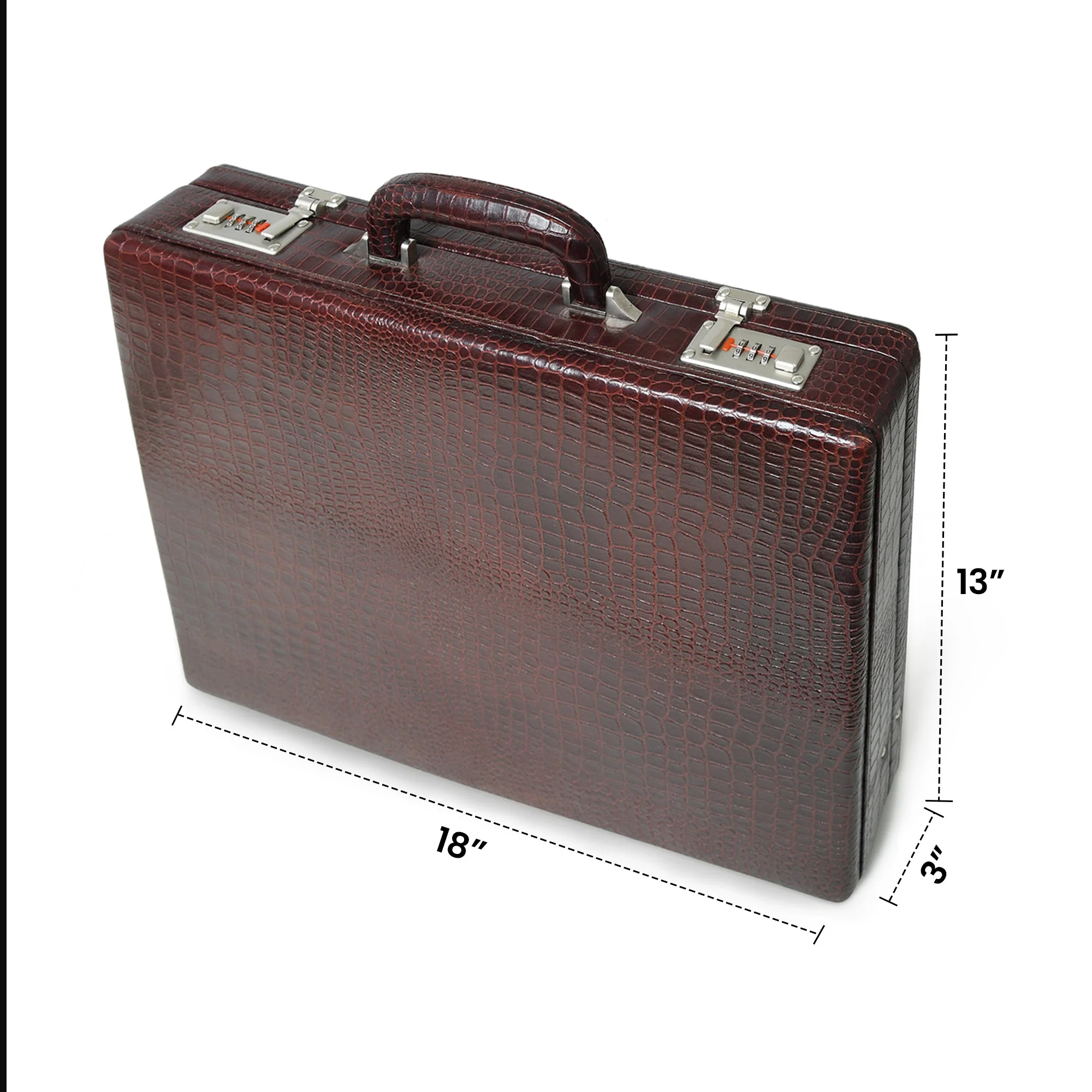 Executive Croco Leather Briefcase/Suitcase- Brown - Image 9