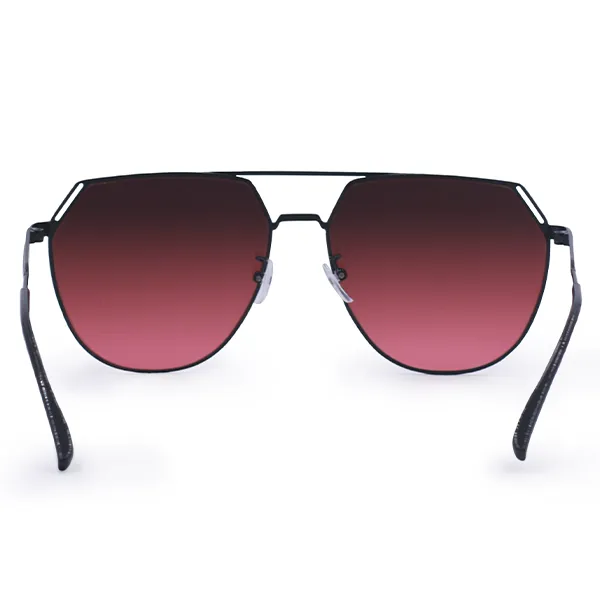 Farrah - Black Frame Ruby Lens Square Aviator Sunglasses - Image 5