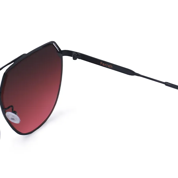Farrah - Black Frame Ruby Lens Square Aviator Sunglasses - Image 6