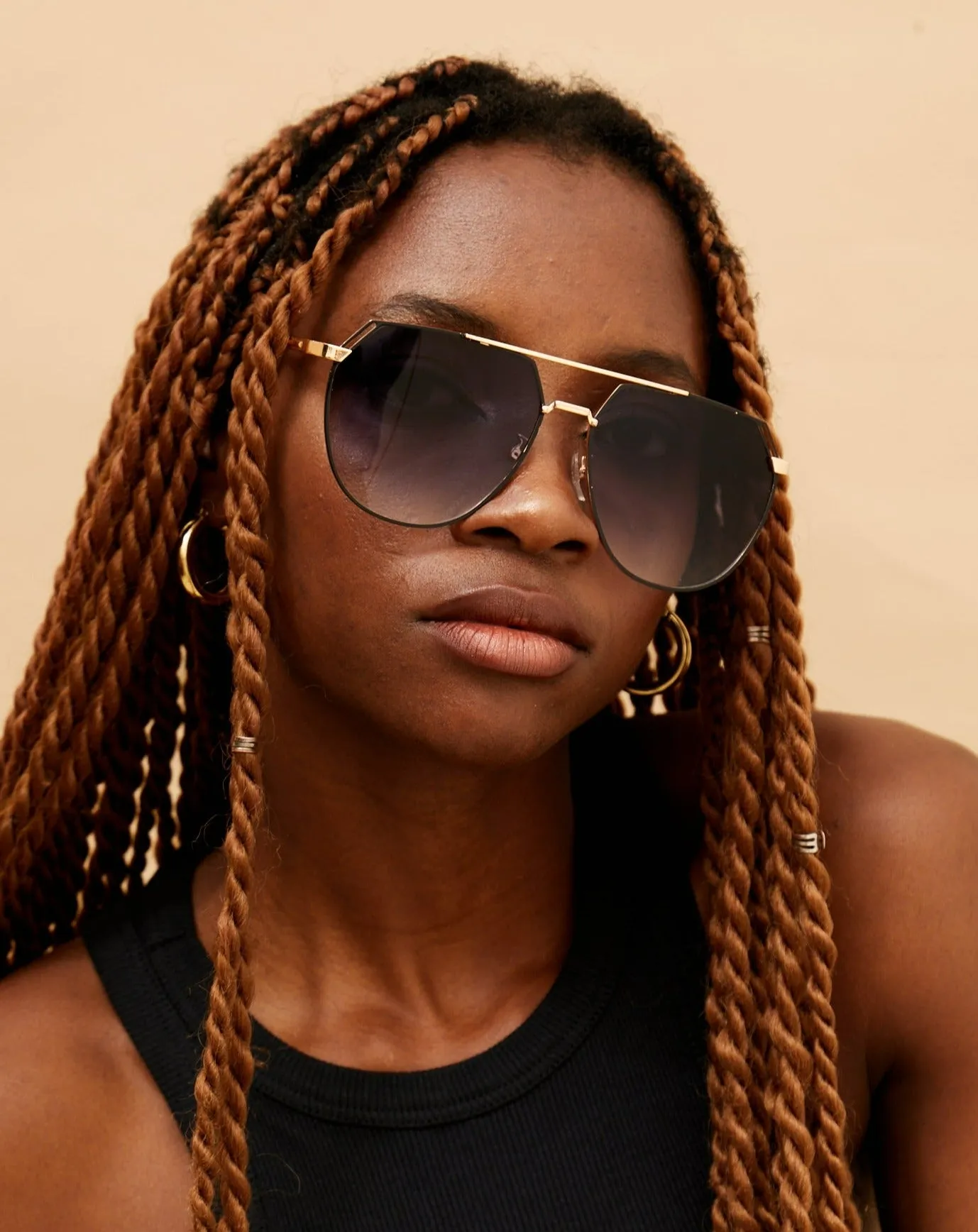 Farrah - Midnight Square Aviator Sunglasses - Image 3