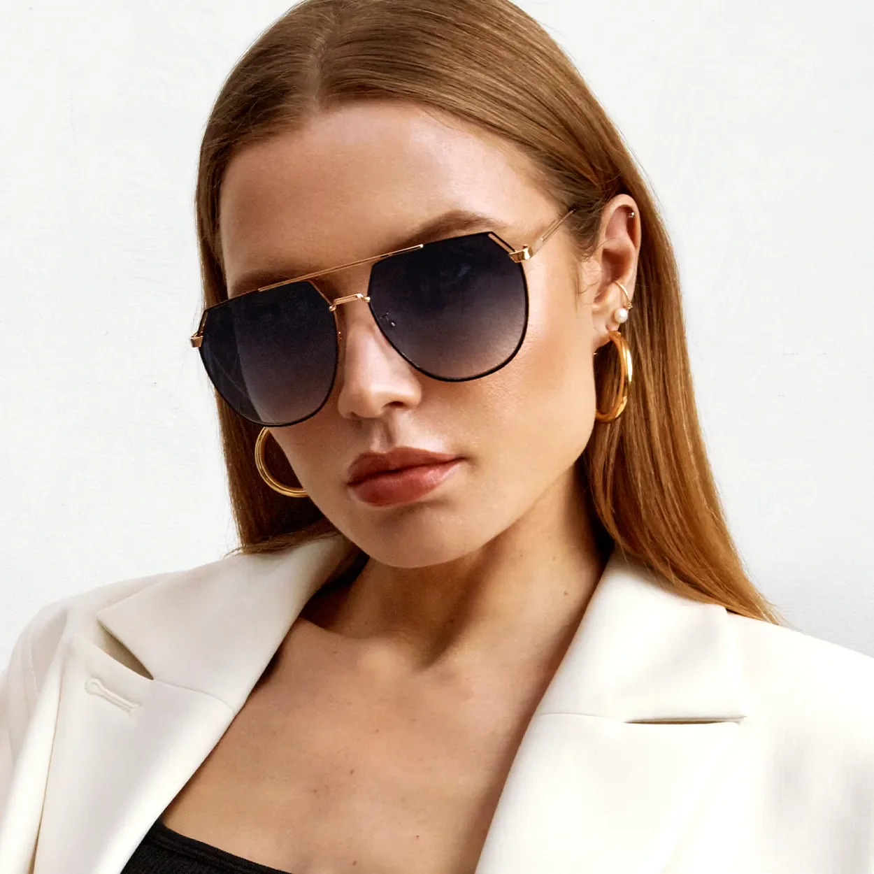Farrah - Midnight Square Aviator Sunglasses - Image 5