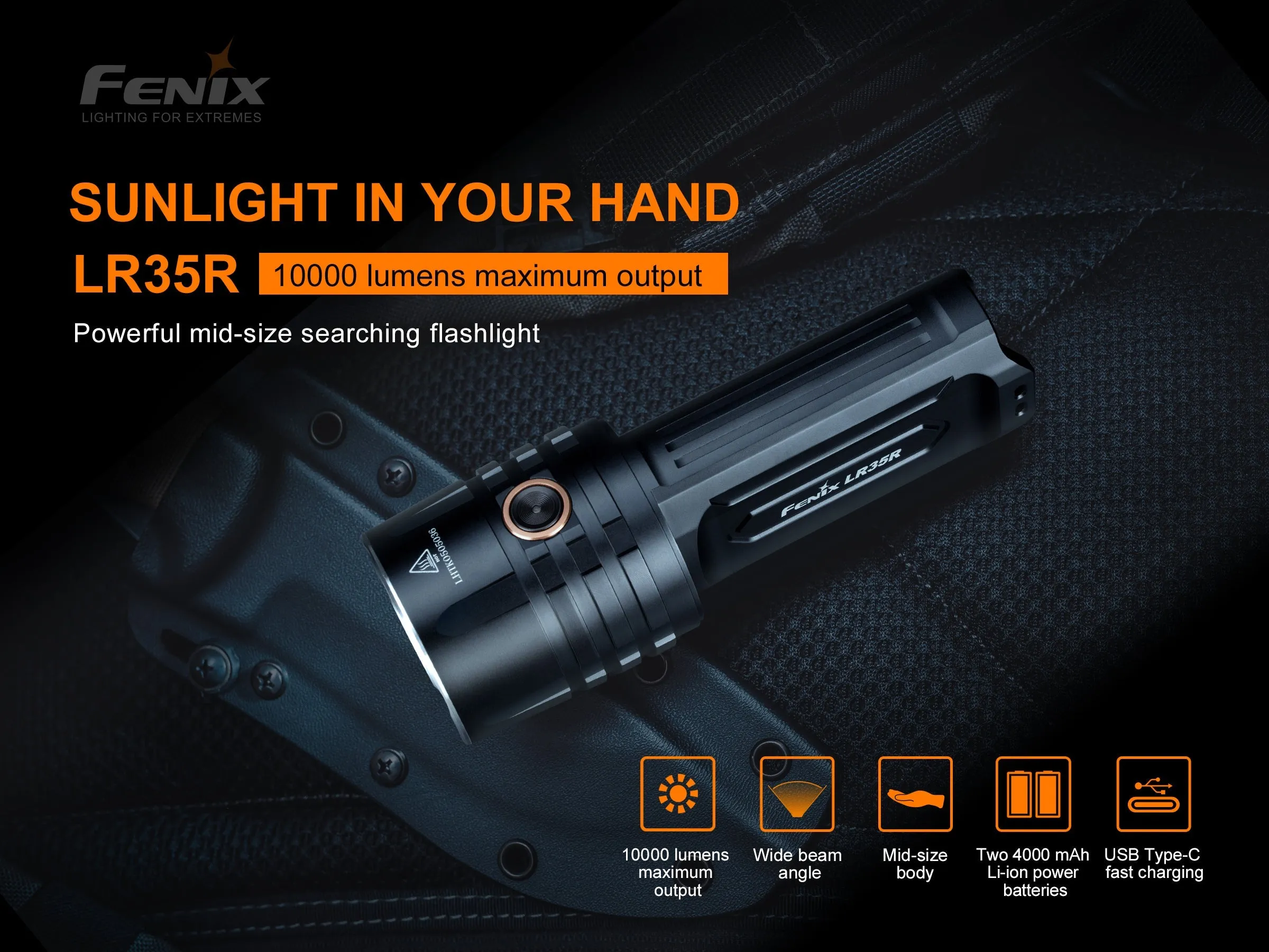 LR35R Rechargeable LED Flashlight - 10,000 Lumens - Image 3