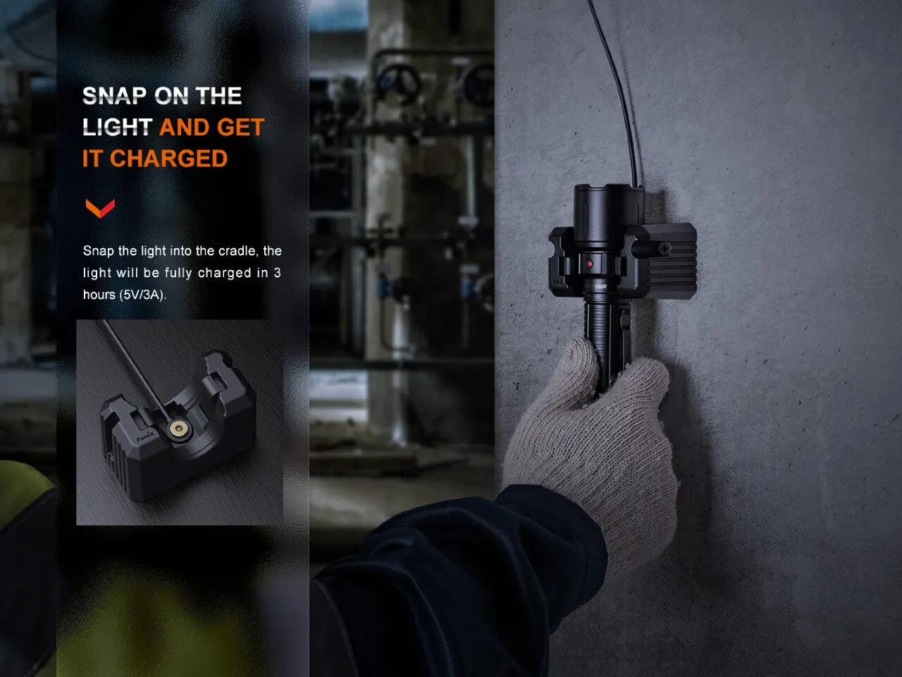 WF26R Cradle Charging LED Work Flashlight - Image 2