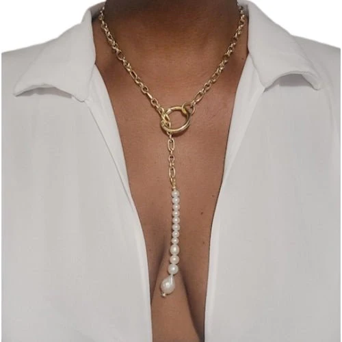 Freshwater Pearl Lariat Necklace - Image 2