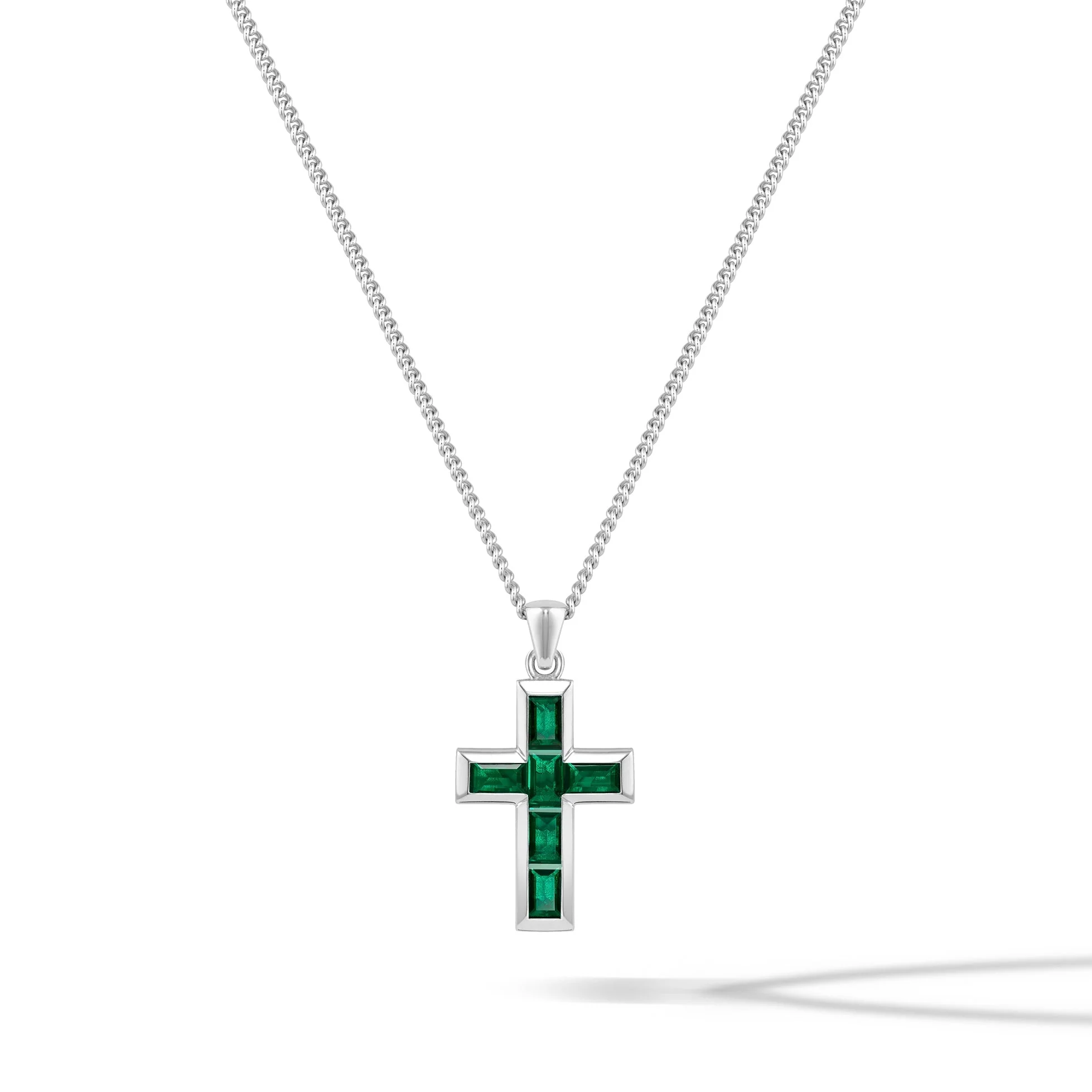 Gemstone Cross Pendant - Emerald - Image 10