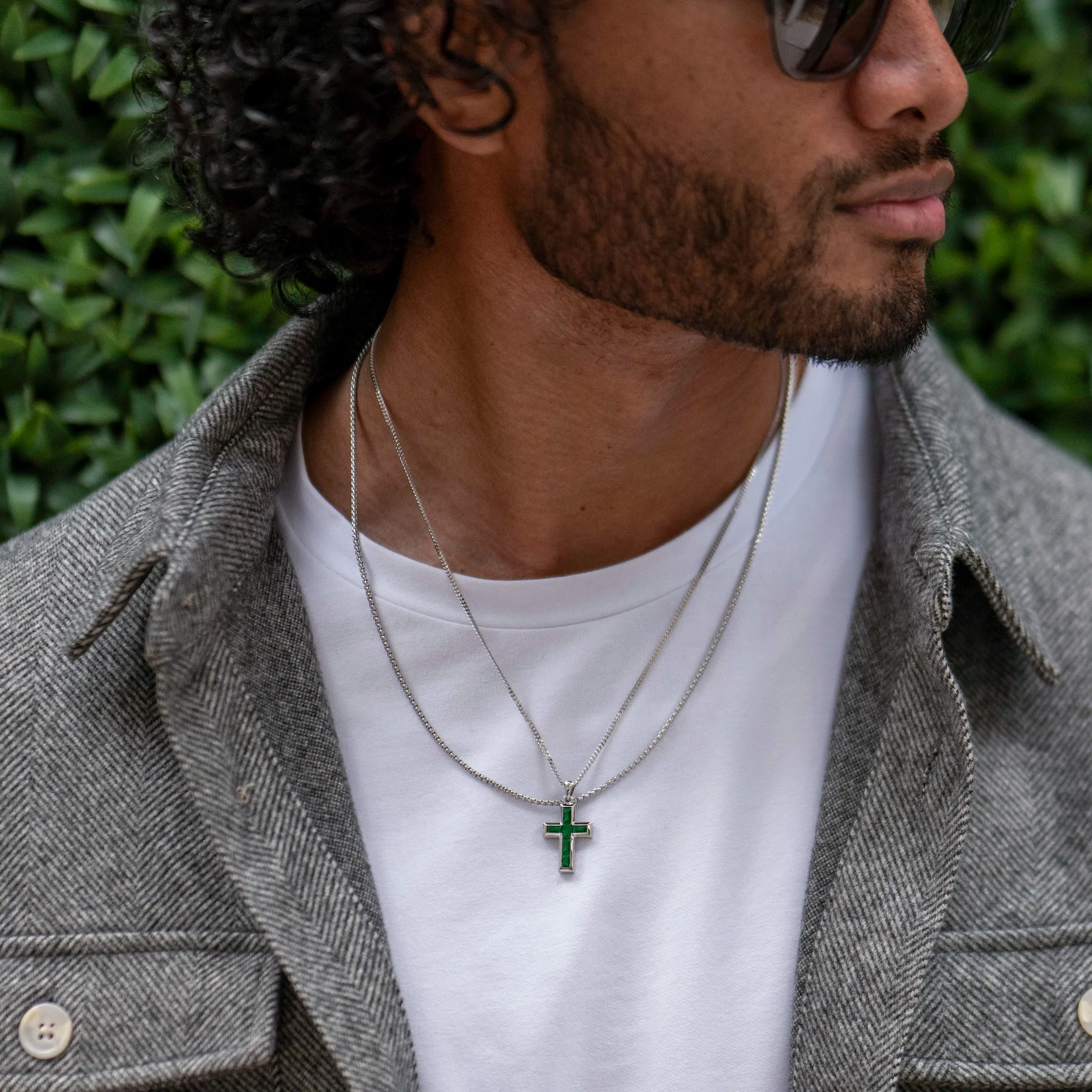 Gemstone Cross Pendant - Emerald - Image 5