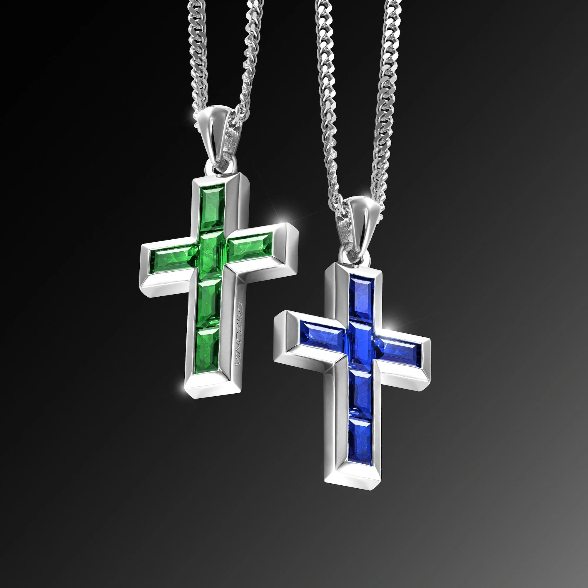Gemstone Cross Pendant - Sapphire - Image 10