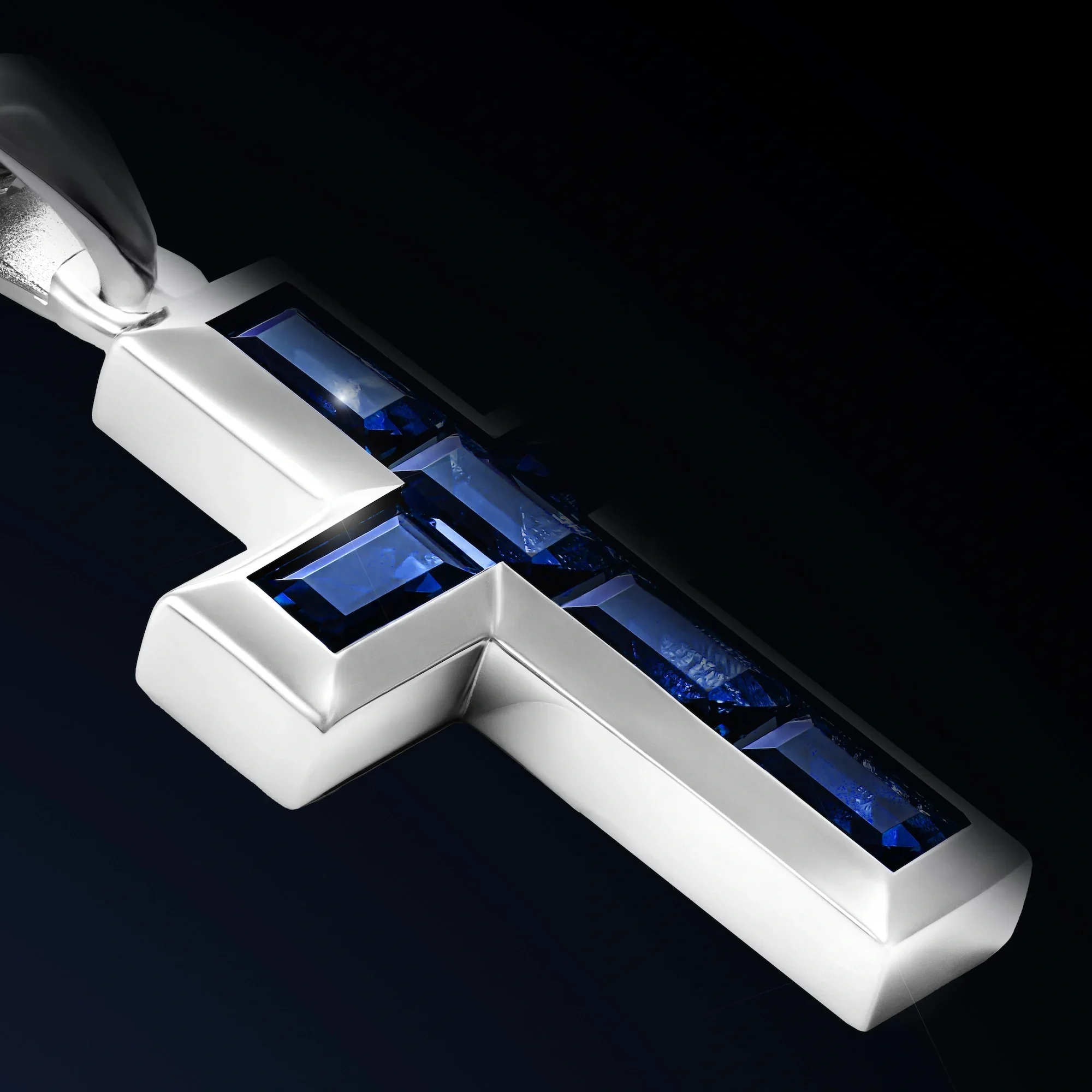 Gemstone Cross Pendant - Sapphire - Image 3