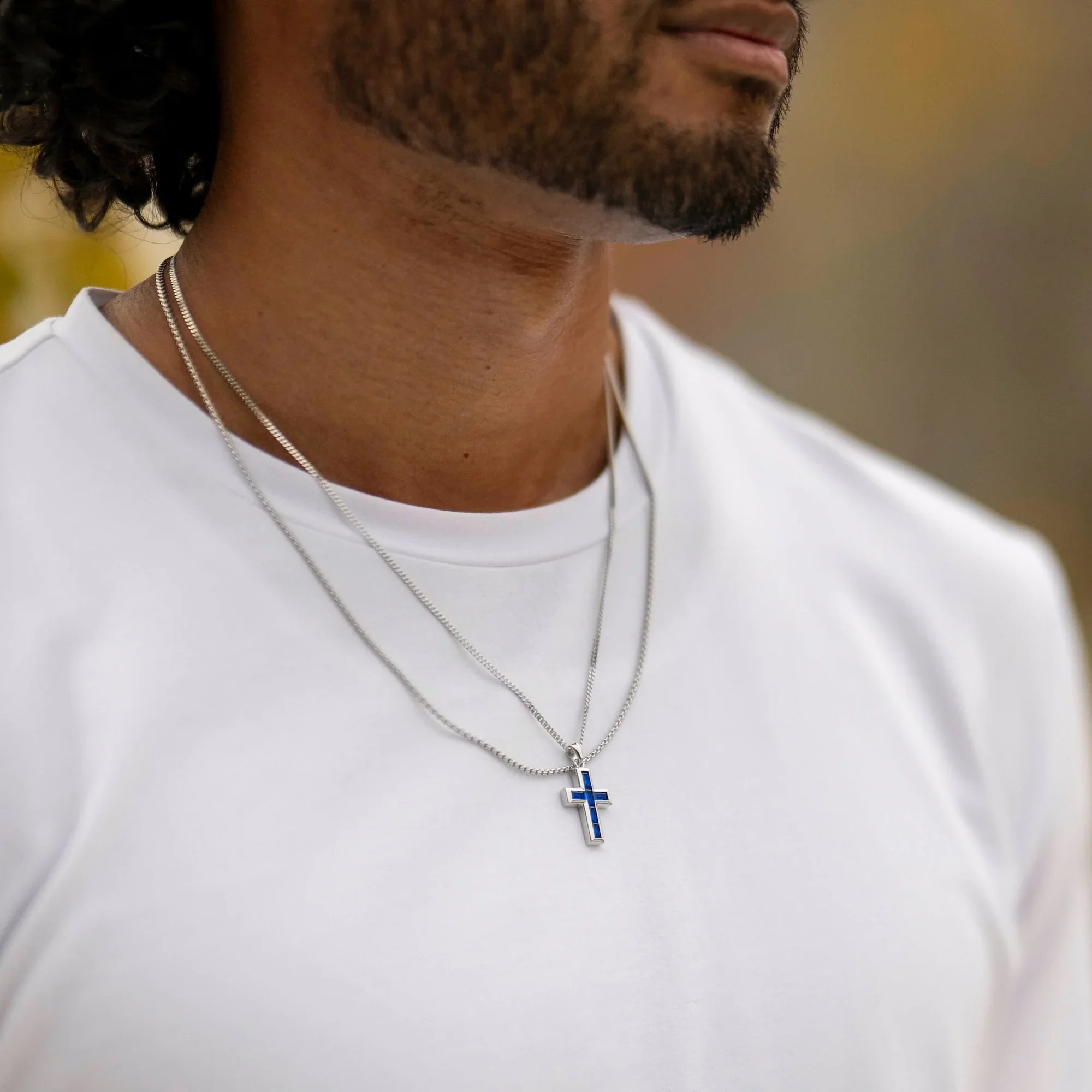 Gemstone Cross Pendant - Sapphire - Image 5
