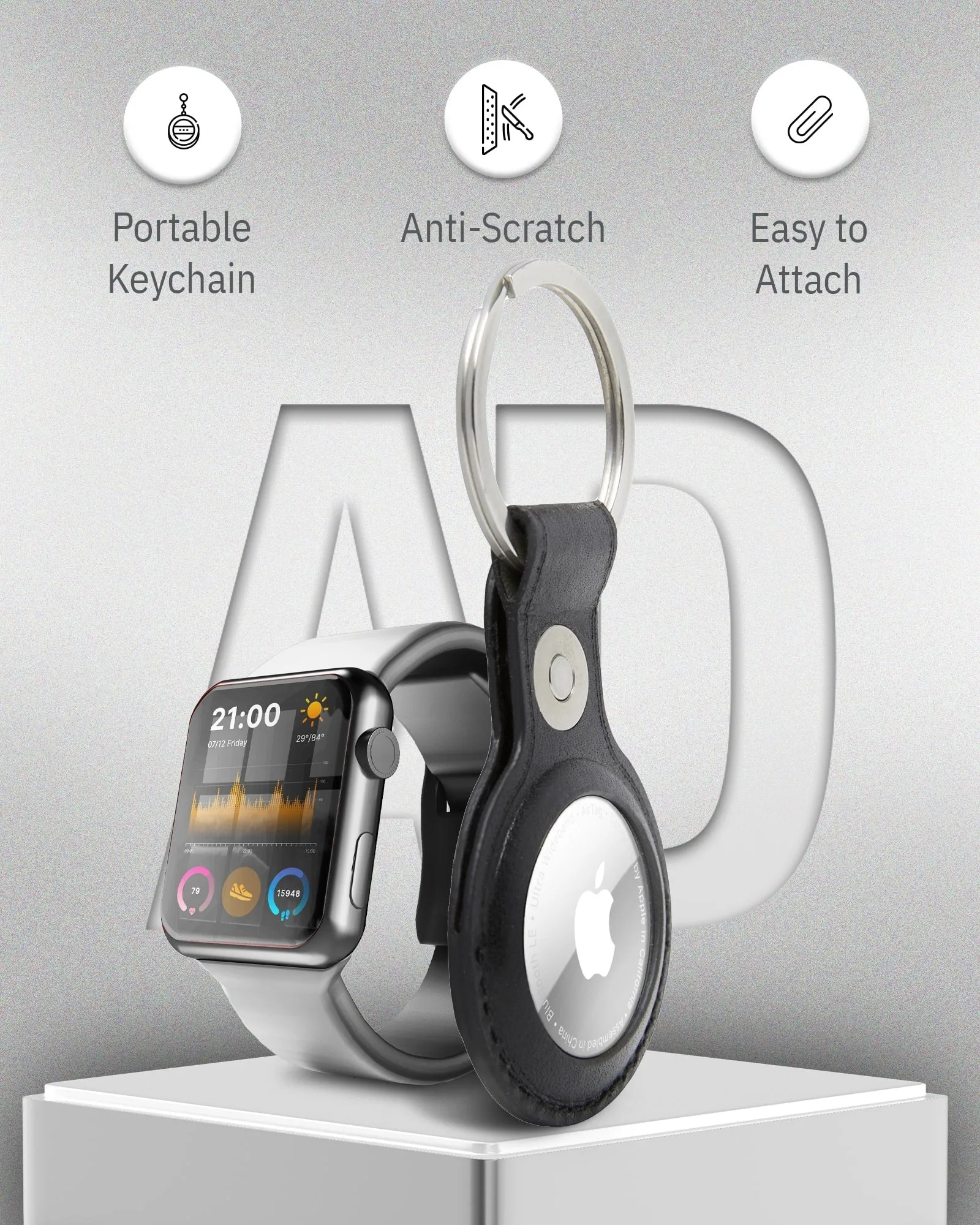 Leather Air Tag Keychain - Image 3