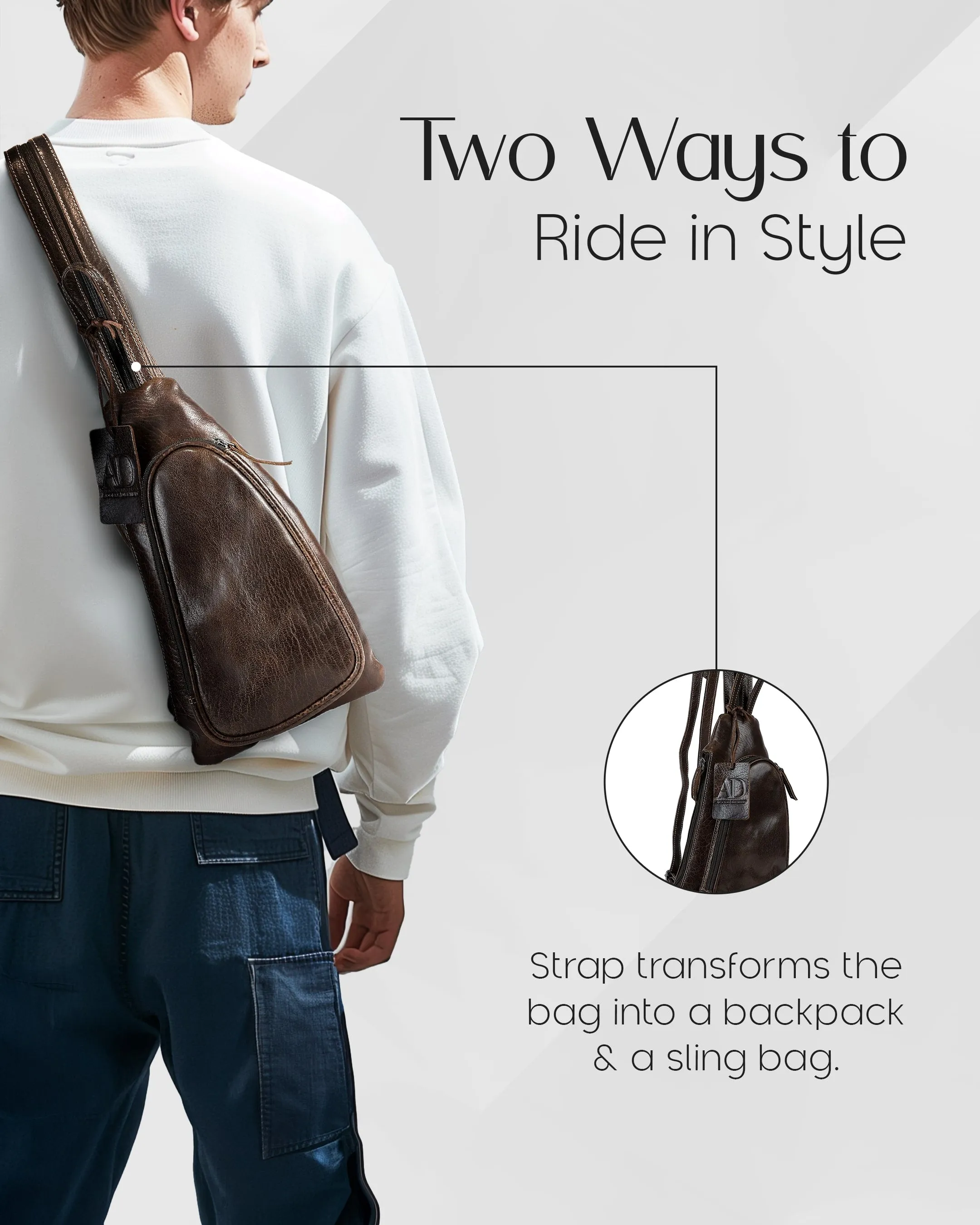 Genuine Leather Bikers Sling Bag - Image 10