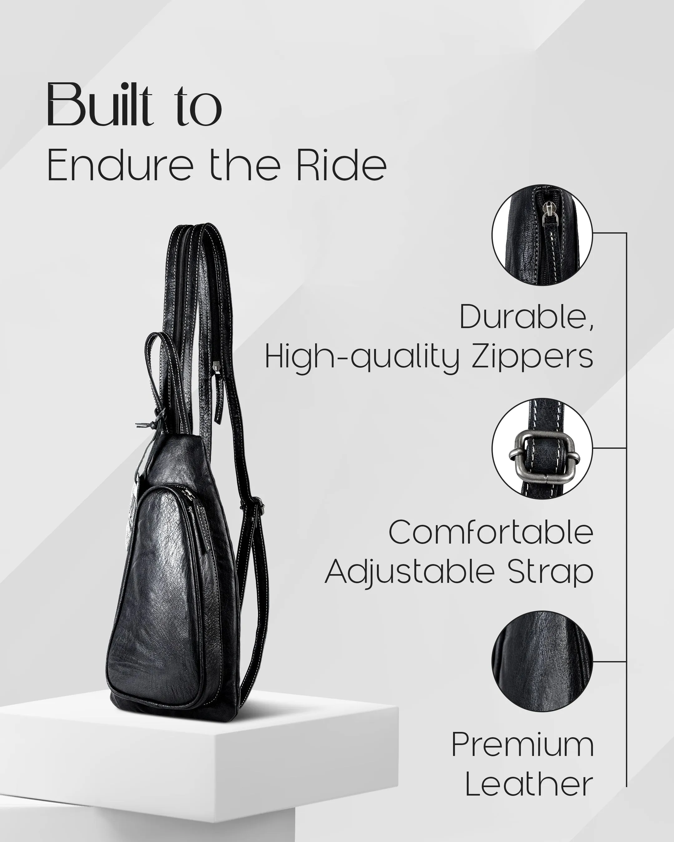 Genuine Leather Bikers Sling Bag - Image 2